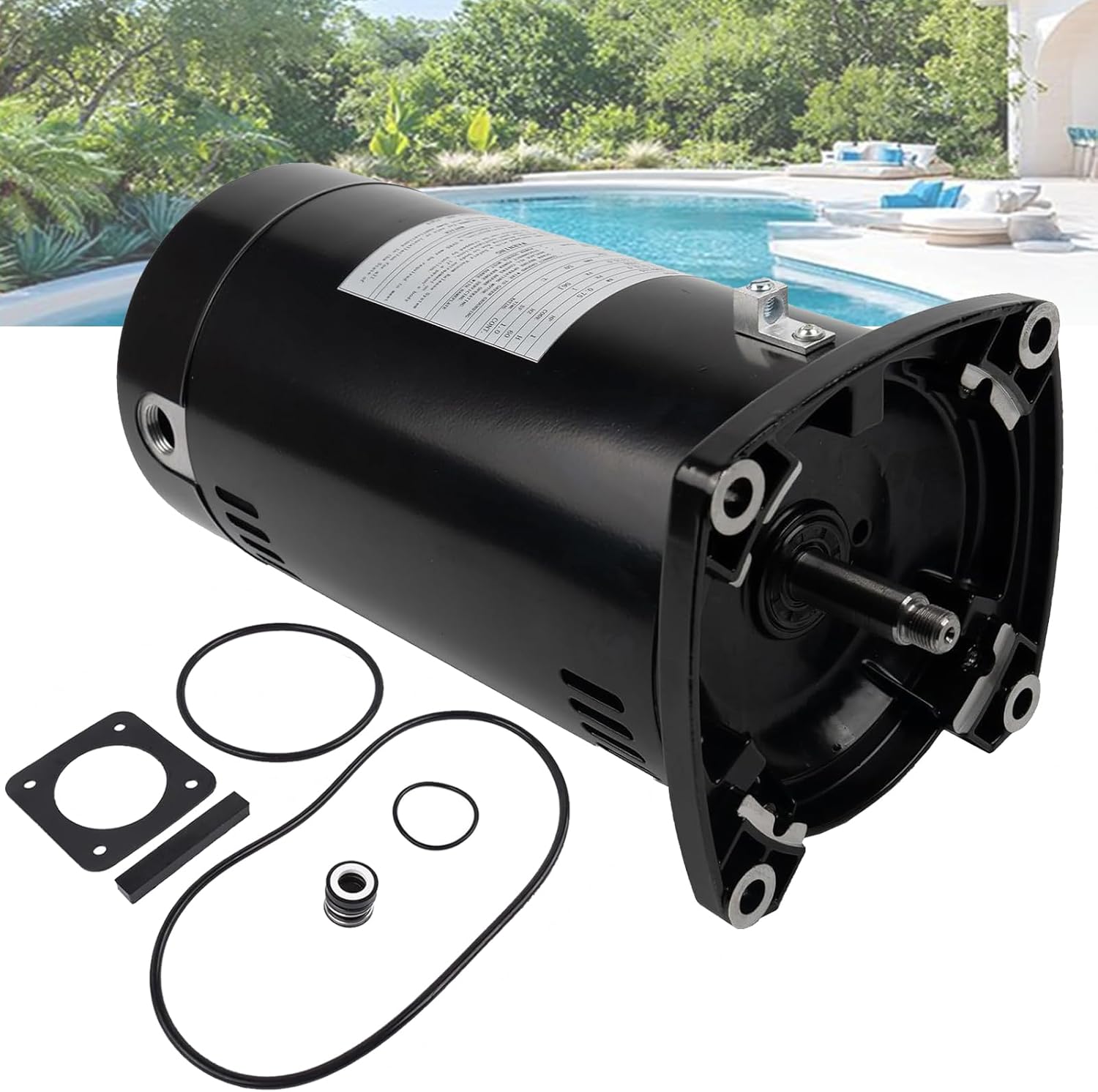 USQ1102 Swimming Pool Pump Motor Compatible with Sta-Rite Dura-Glas, Max-Flow II, Whisper-Flo, 1 HP, 3450 RPM, 1.25 Service Factor, 48Y Frame, ODP Enclosure