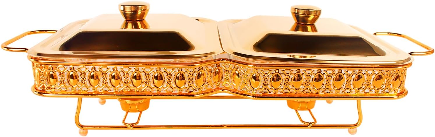 Casserole Dish Square 2-in-1 Glass Baking Dish, with Stainless steel Lid and Golden rack, 1.4 Qt x 2 pcs Large Baking Pan For Casserole & Lasagna, Dishwasher Oven Freezer Microwave Safe