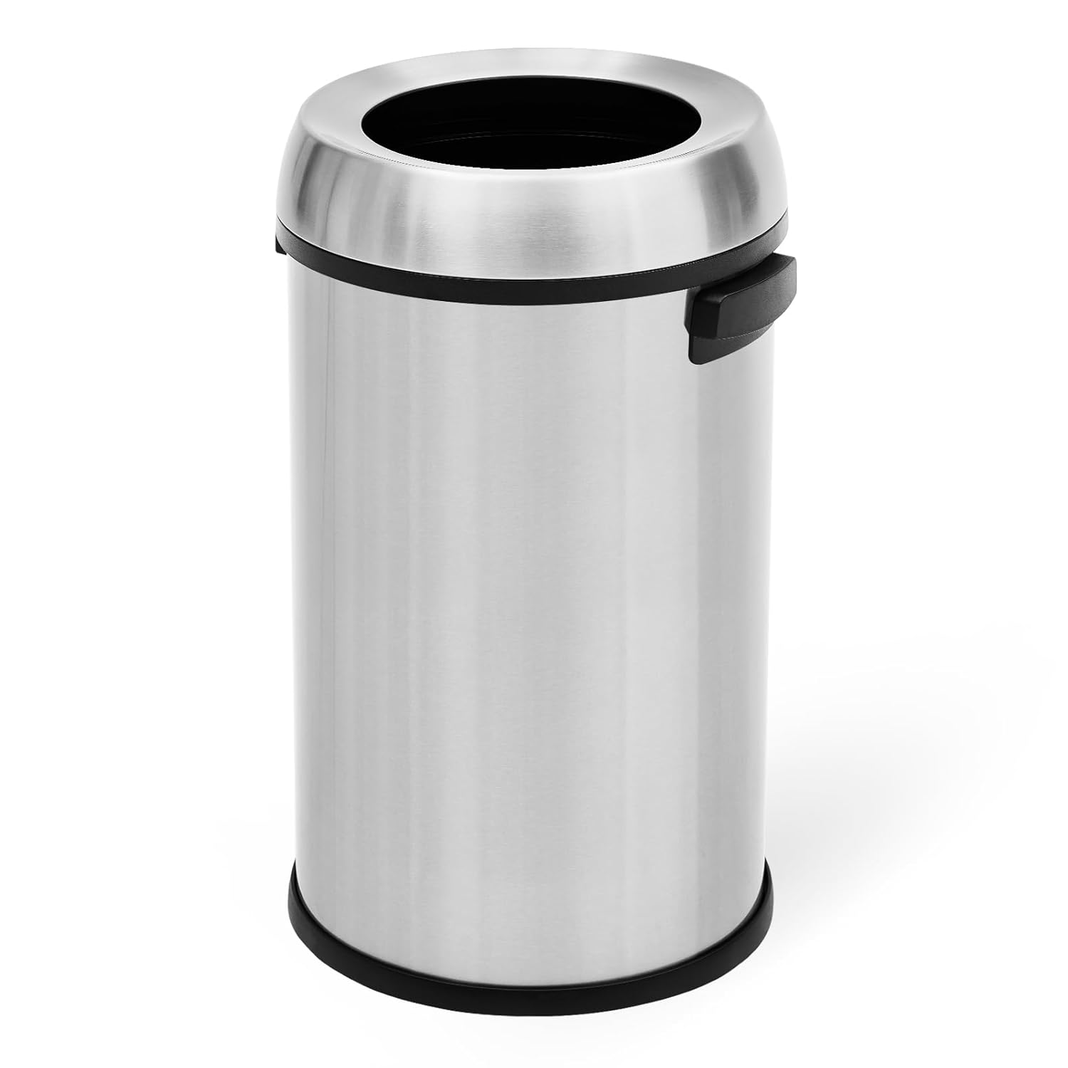 GlowSol 17 Gallon Large Capacity Kitchen Trash Can, Commercial Open Trash Can, Heavy Duty Brushed Stainless Steel Garbage Can, 65 Liter, Suitable for Kitchen Outdoor Office