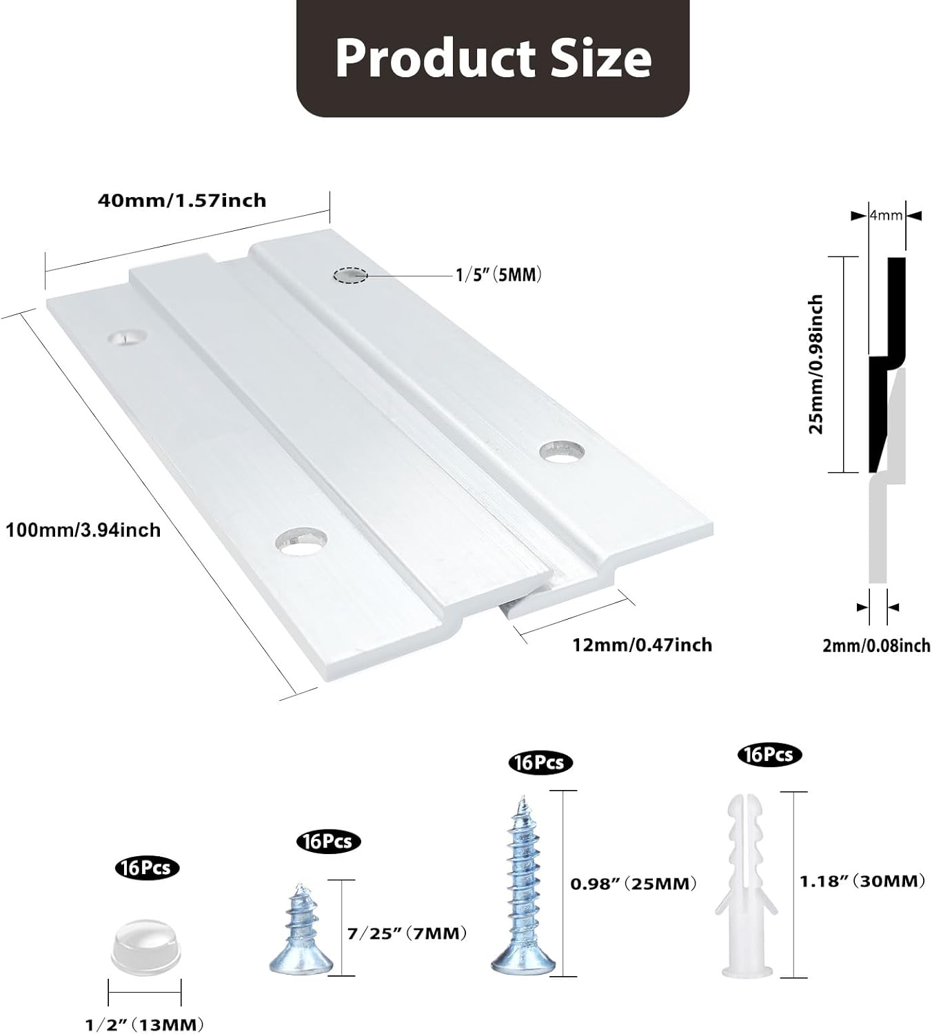 French Cleat Picture Hanger, Aluminum Z Hanger Interlocking Wall Mounting Bracket Hardware Kit Z Clips for Hanging Wall Painting, Mirrors, Panels, Artwork, Cabinet, Whiteboard (4inch-30Pairs)