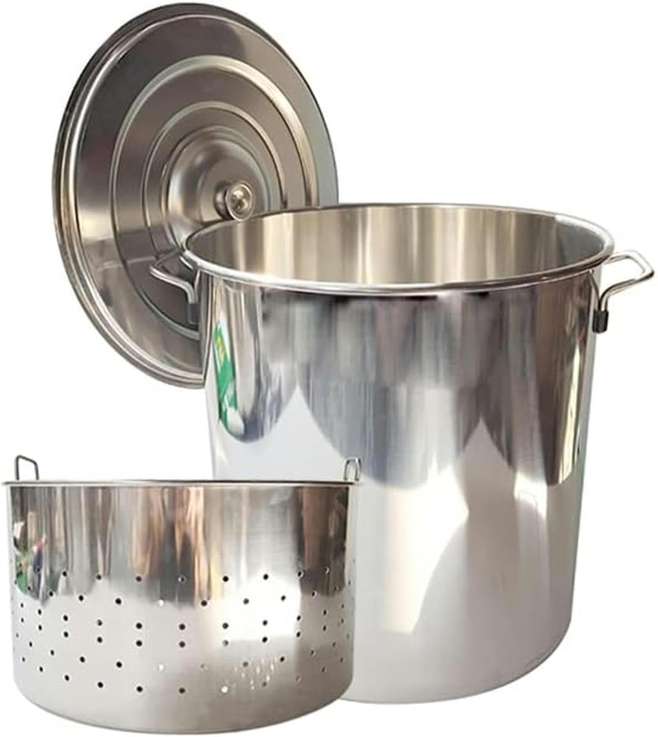 Stainless Steel Boiler Heavy Duty Commercial Stockpot for Seafood Crawfish Crab Boil Turkey Fryer Pot with Boiling Basket and Helper Handle Perfect for Boiling and Canning,45Qt(63Qt)