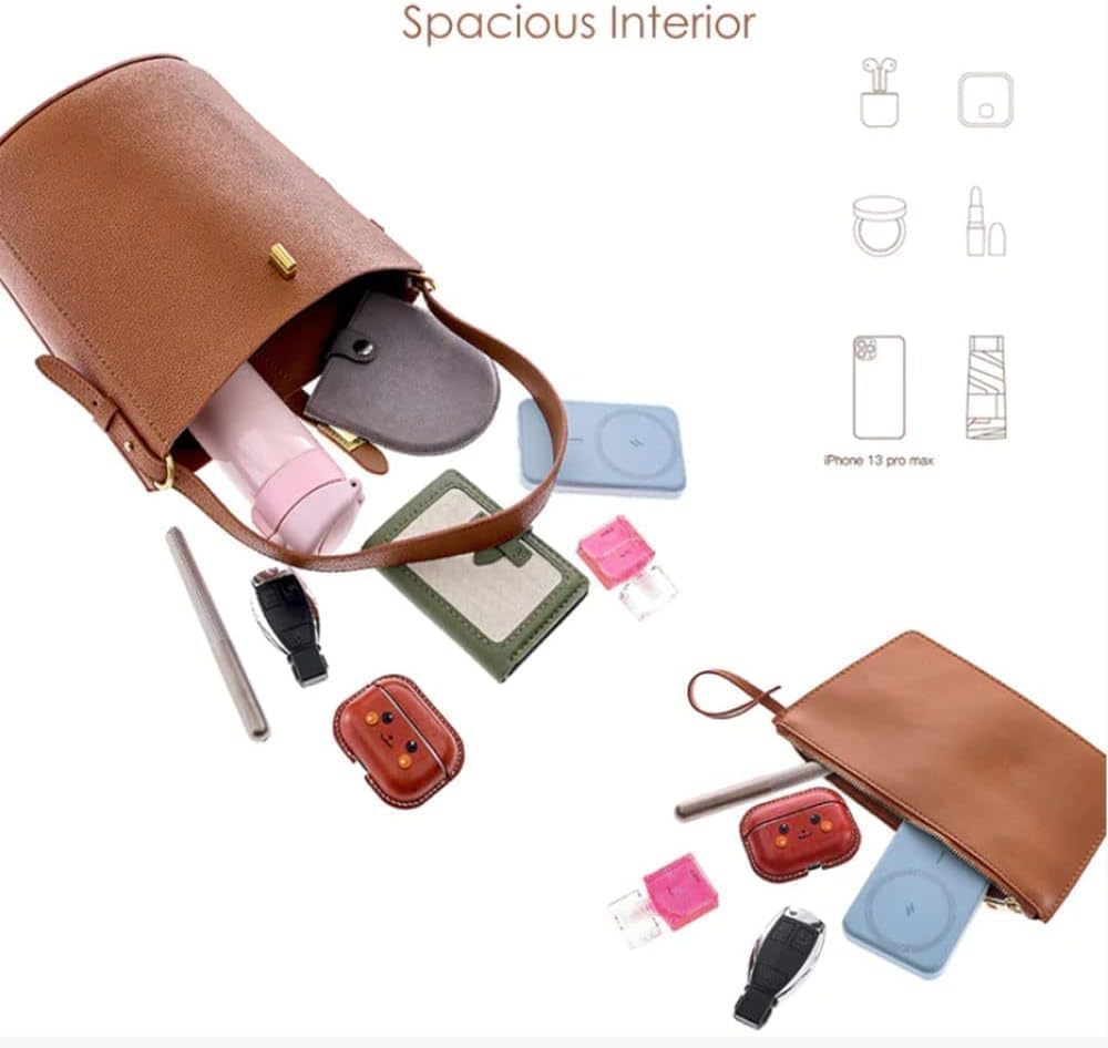 POPSEWING Leather Simple Bucket Crossbody Bag Kits, DIY Shoulder Purse with Sewing Kit, DIY Handmade Bag Kit for Mom Girlfriend (Green)