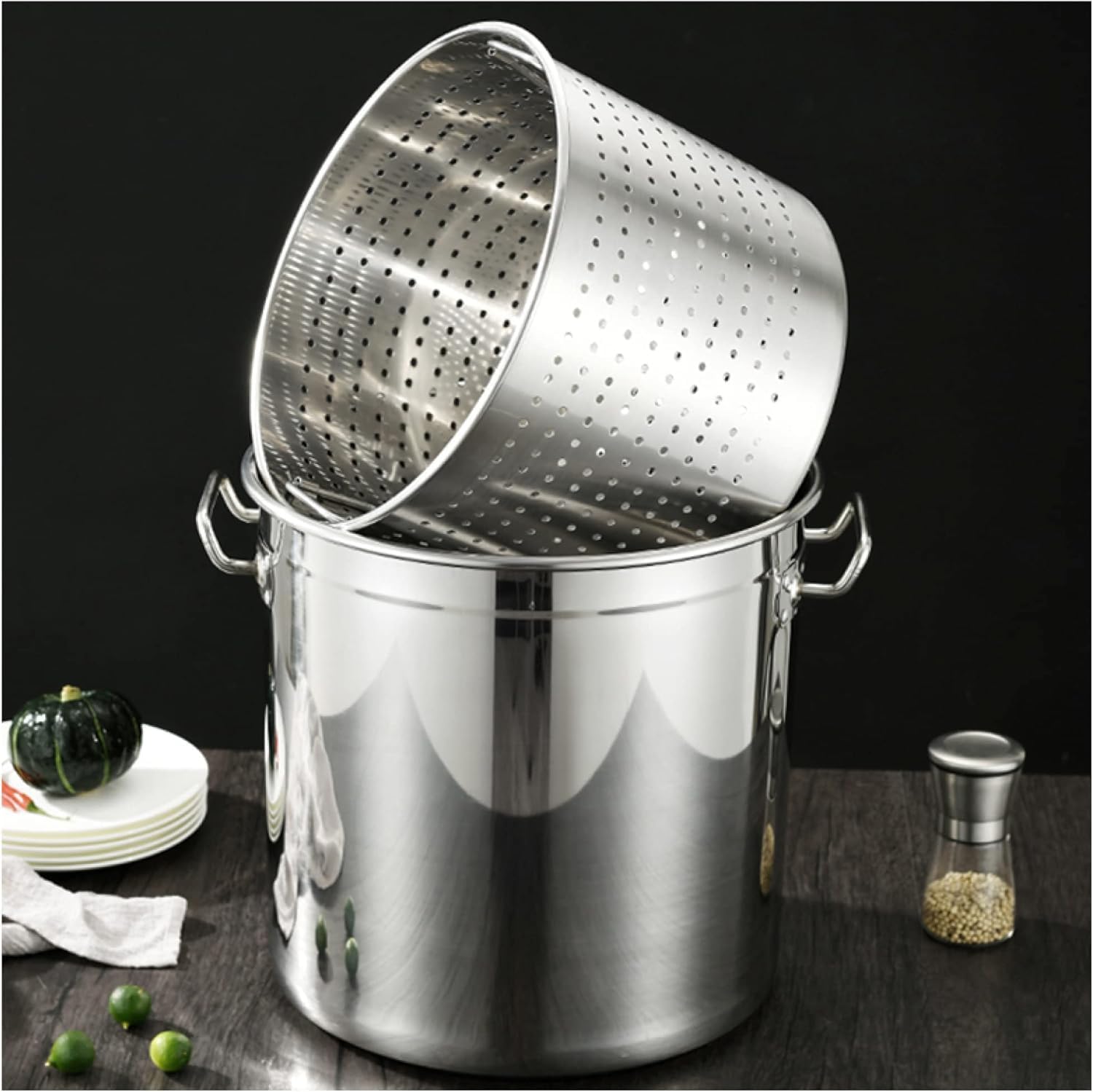 Stainless Steel Pasta and Seafood Steamer Pot with Boiling Basket for Lobster, Crab, and Shrimp Boil(63qt)
