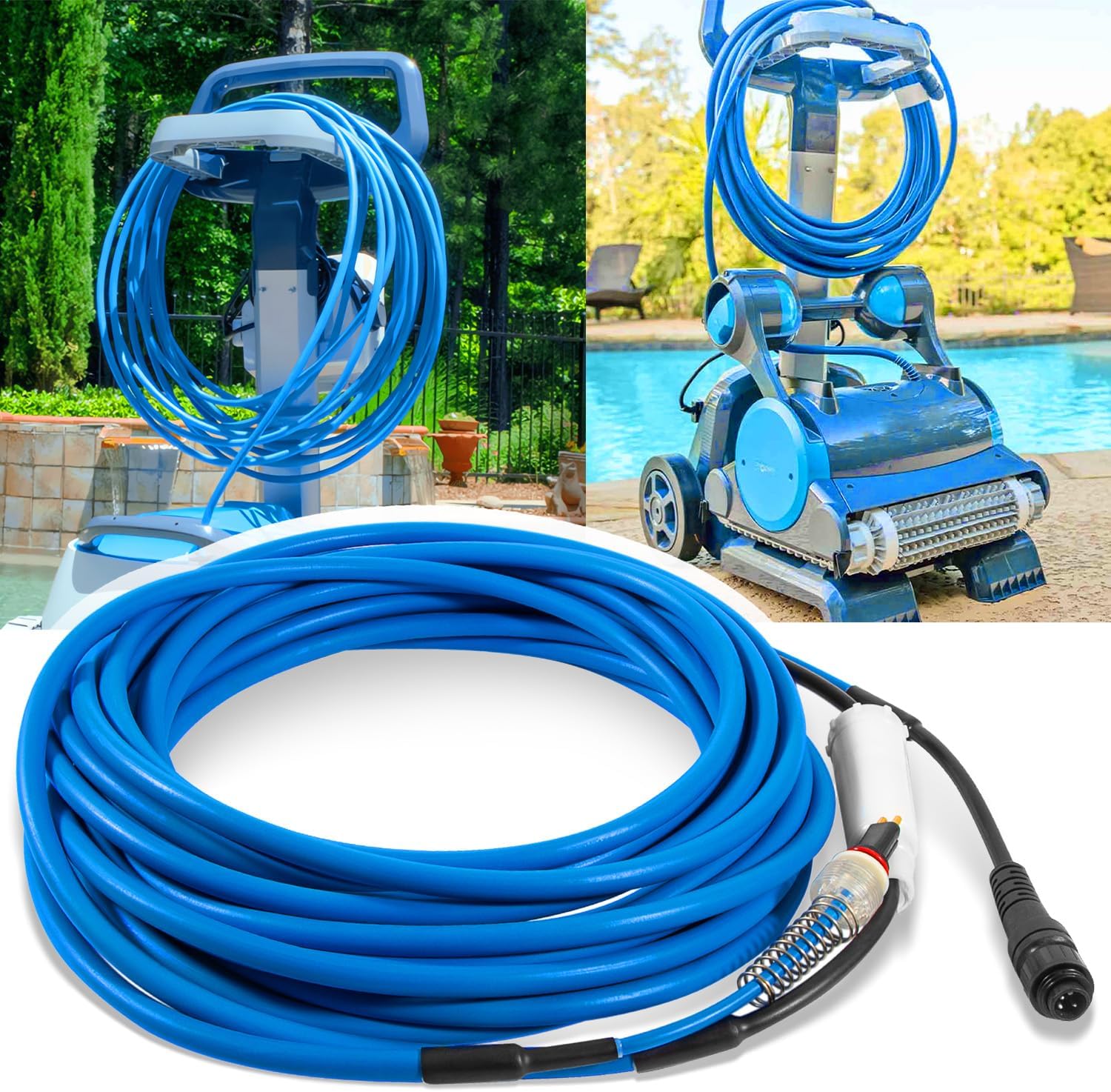 9995872-DIY 60FT/18M Cable & Swivel Assembly 3-Wire Replacement for Dolphin Premier, Triton, DX4, DX5+S, DX6, Deluxe 4/5, H50, Apollo, Edge, Discovery, Prowler 820/830 Robotic Pool Cleaners