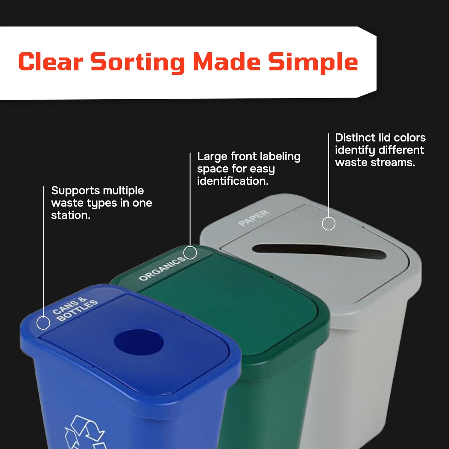 City Box 10 Gallon Double Bin Trash Can Recycle Bin with Lid for Residential, Business, and Commercial Recycling - NYC Compliant (Double Kit Recycle Waste)