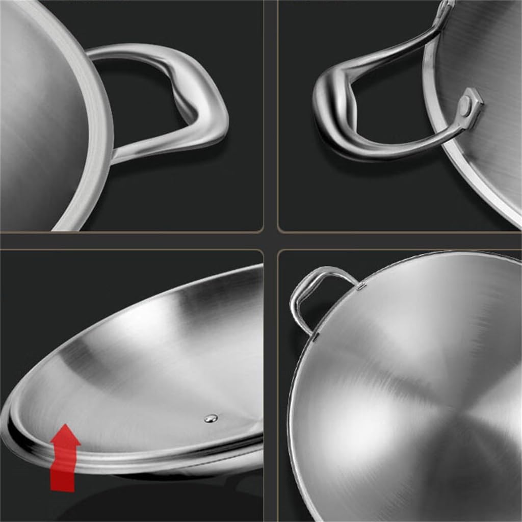 Non-stick Wok Frying Pan Round Bottom Uncoated Induction