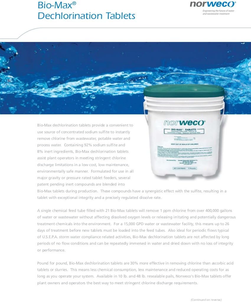 Norweco Bio-Max Dechlorination Tablets 48lb - 92% Sodium Sulfite