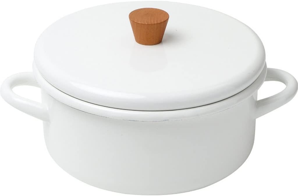 Ear Enamel Pot Side Food Non-stick Household Stock Stew Small White