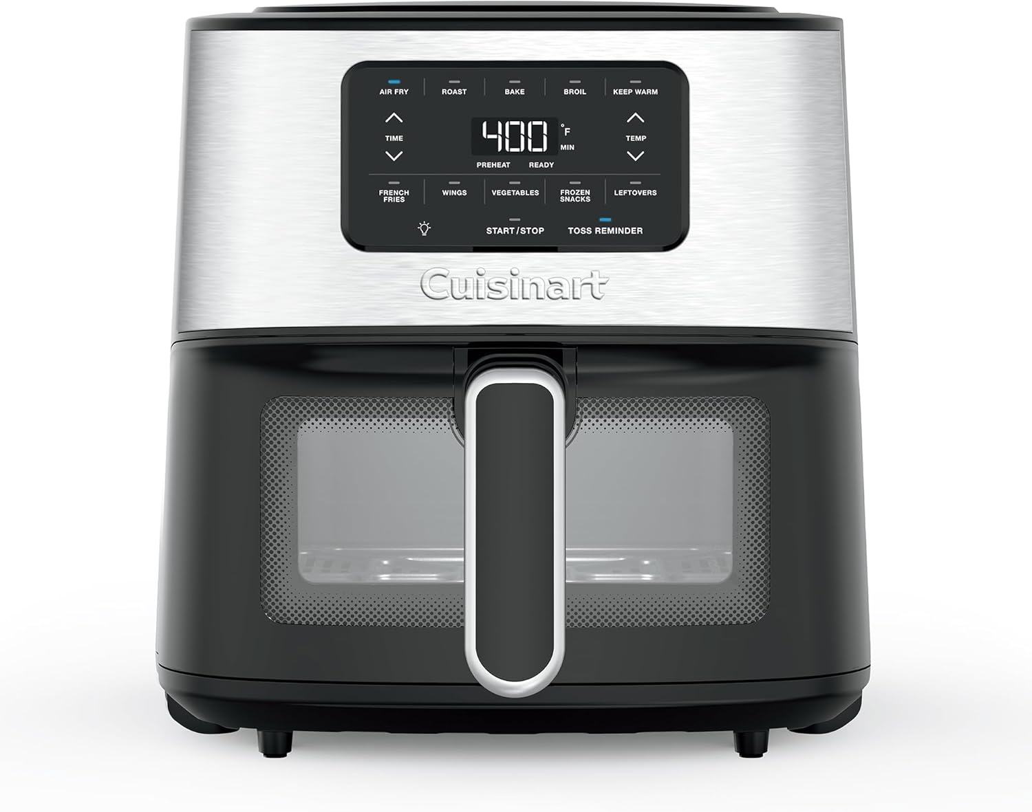 Cuisinart Air Fryer, 6-Quart Basket Large Fryer with 5 Cooking Functions to Roast, Bake, Broil, Air Fry and Keep Warm, 5 Airfryer Presets, Dishwasher-Safe Parts, AIR-200, Stainless Steel & Black