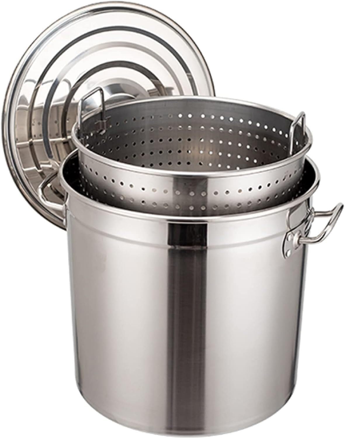 Outdoor Large Crawfish Seafood Boil Pot with Drain Basket - Stainless Steel Stock Pot for Lobster, Crab, and Shrimp Boil(70L)
