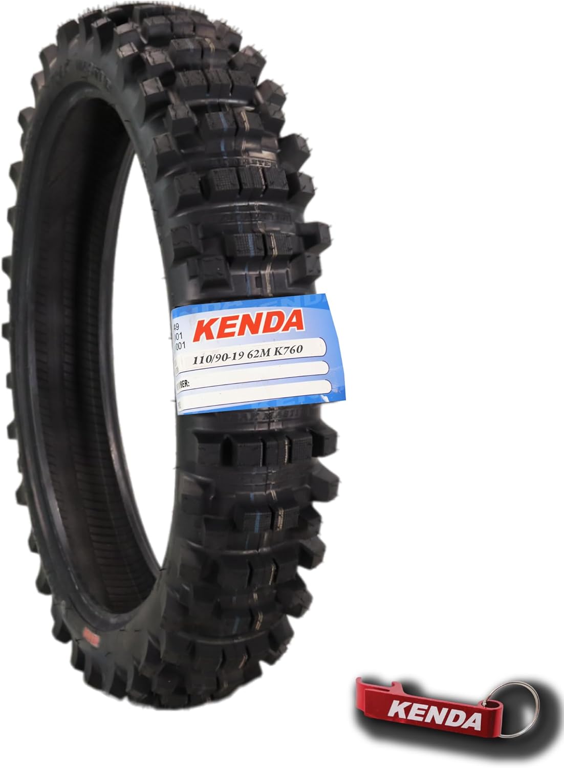 Kenda Trakmaster K760 110/90-19 Rear Tire for Motorcycles, Dirt Bikes, and City Bikes - Durable Off-Road & Street Performance with Keychain 110x90x19