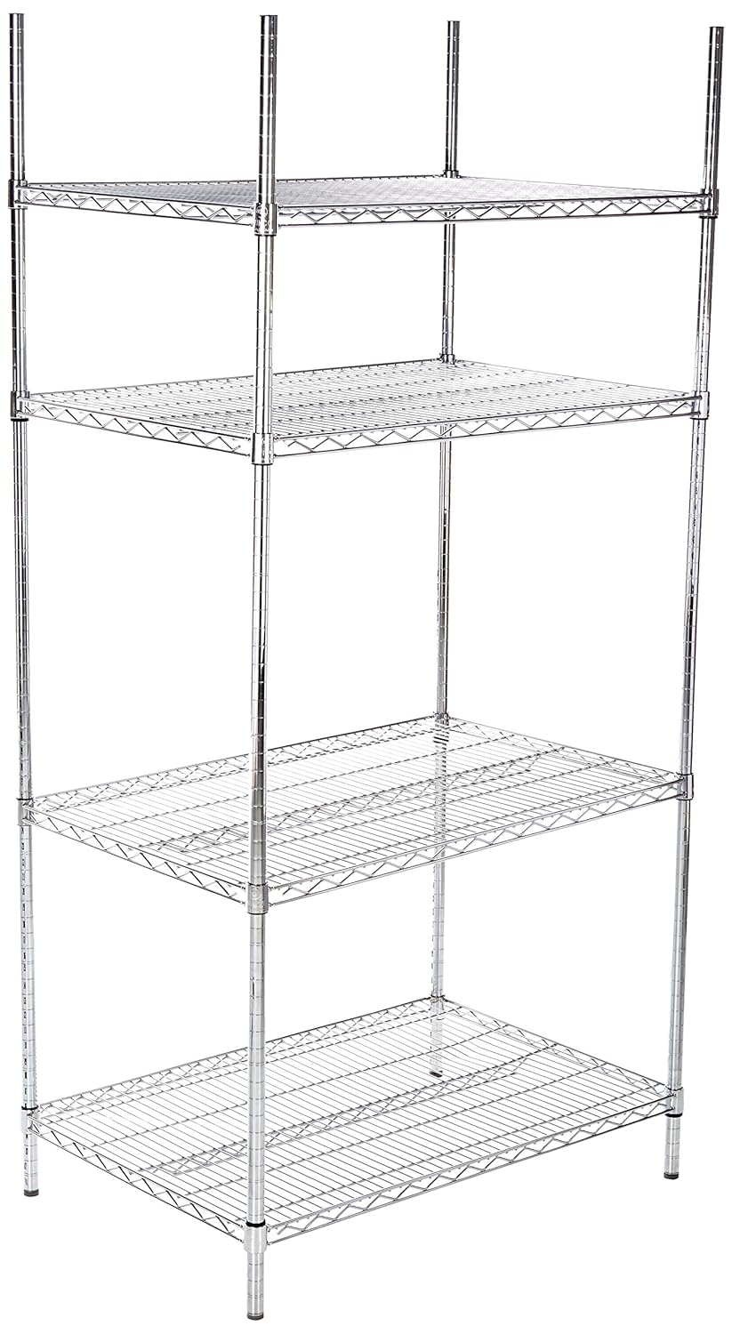 Winco 4-Tier Wire Utility Shelf for Restaurants and Storage, 24