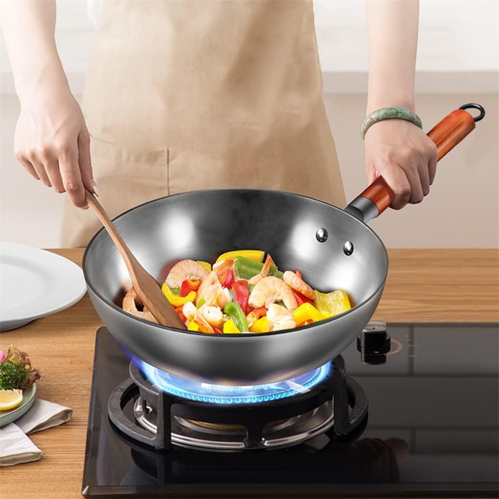 Non-coating Iron Wok Chinese Traditional Handmade For Gas and Induction Cooker With