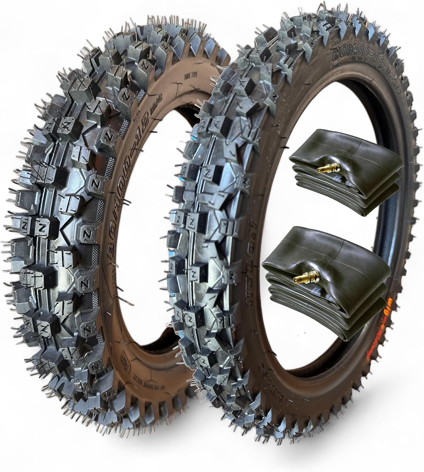 80/100-12 (3.00x12) and 60/100-14 (2.5x14) Tire and Inner Tube Combo