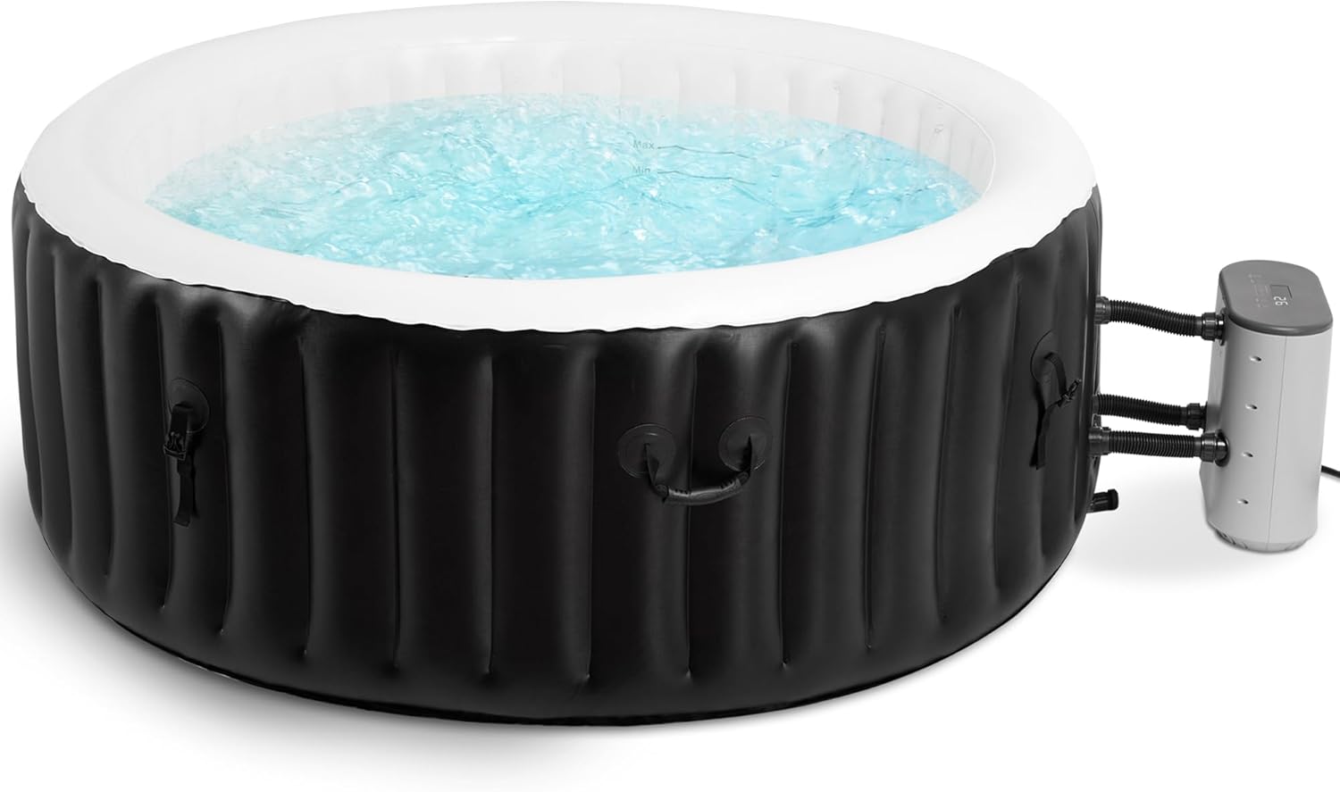 BODIOO 4 Person 71'' Inflatable Hot Tub Spa Capacity 800L, Outdoor Portable Hottub with 138 Jets with Control Panel, Insulated Tub Cover, Temperature up to 104°F,Black