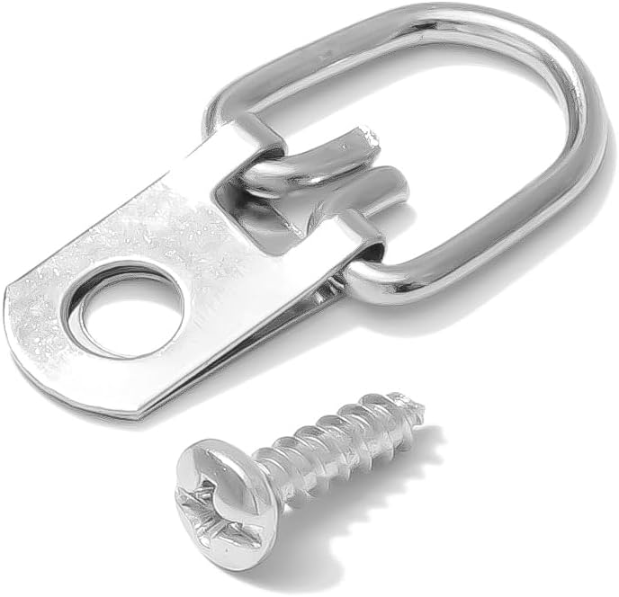 D-Ring Picture Hanger with Screws - One Hole Narrow Strap Hangers for Picture Frames, Photos, Wall Decor, Paintings - 10 lb Capacity (1,000 Pack)