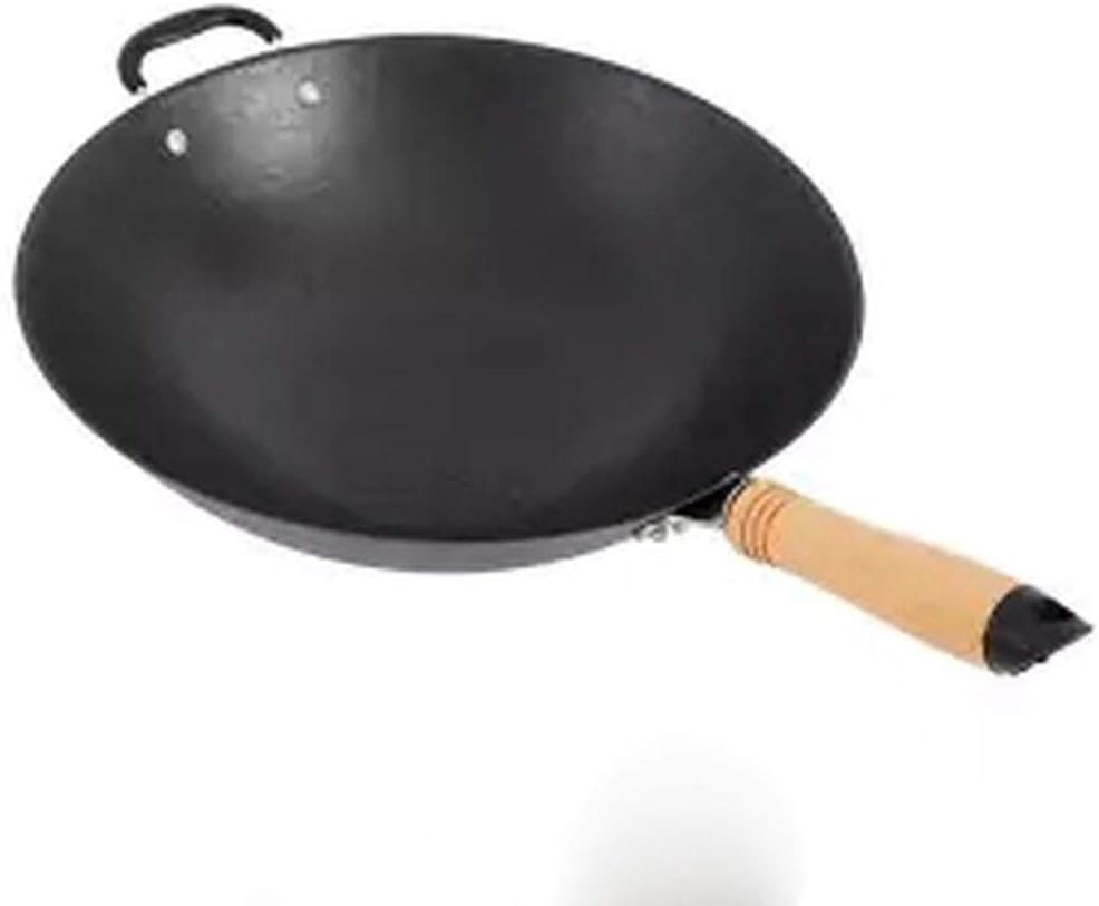 Cast Iron Wok Home Uncoated Manual Non-Stick Pan Round Bottom Induction Cooker Gas Stove Wok Frying Pan Cooking Non Stick Pan
