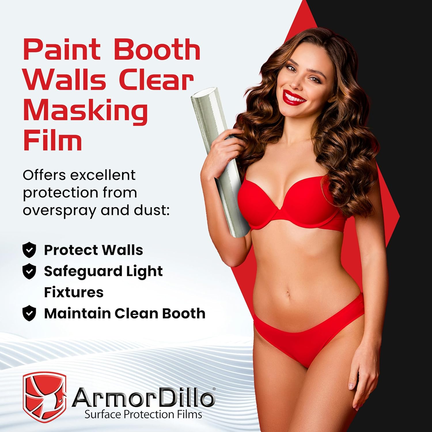 ArmorDillo Clear Full 3mil Self- Adhesive Paint Booth Protective Film Wall Masking Film Self-Adhesive, Easy-Start, 36