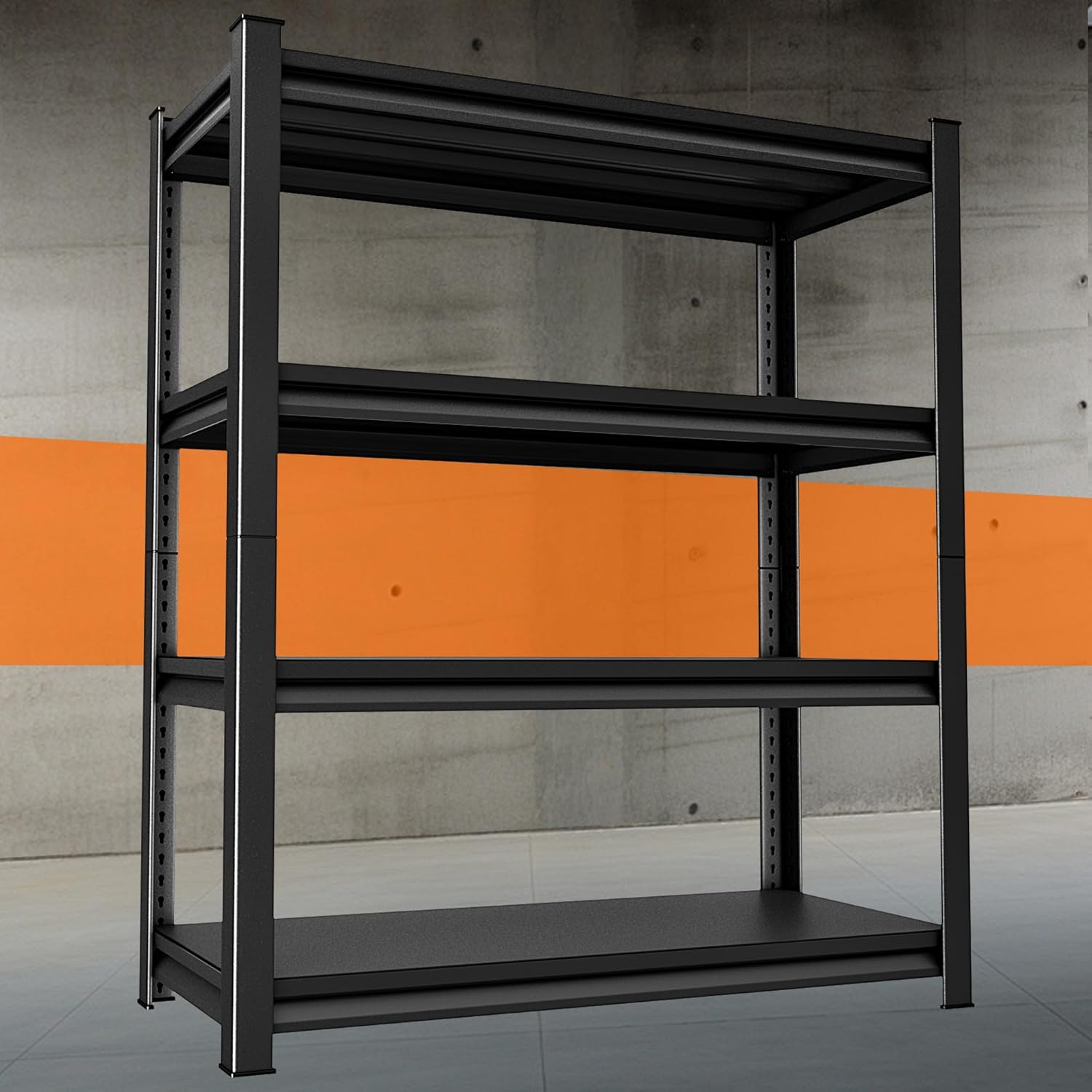 Storage Garage Shelves Heavy Duty - 48”W 2200Lbs Metal Adjustable Shelving Rack Units for Warehouse Basement 48”W × 16”D × 63”H 4 Tier Black
