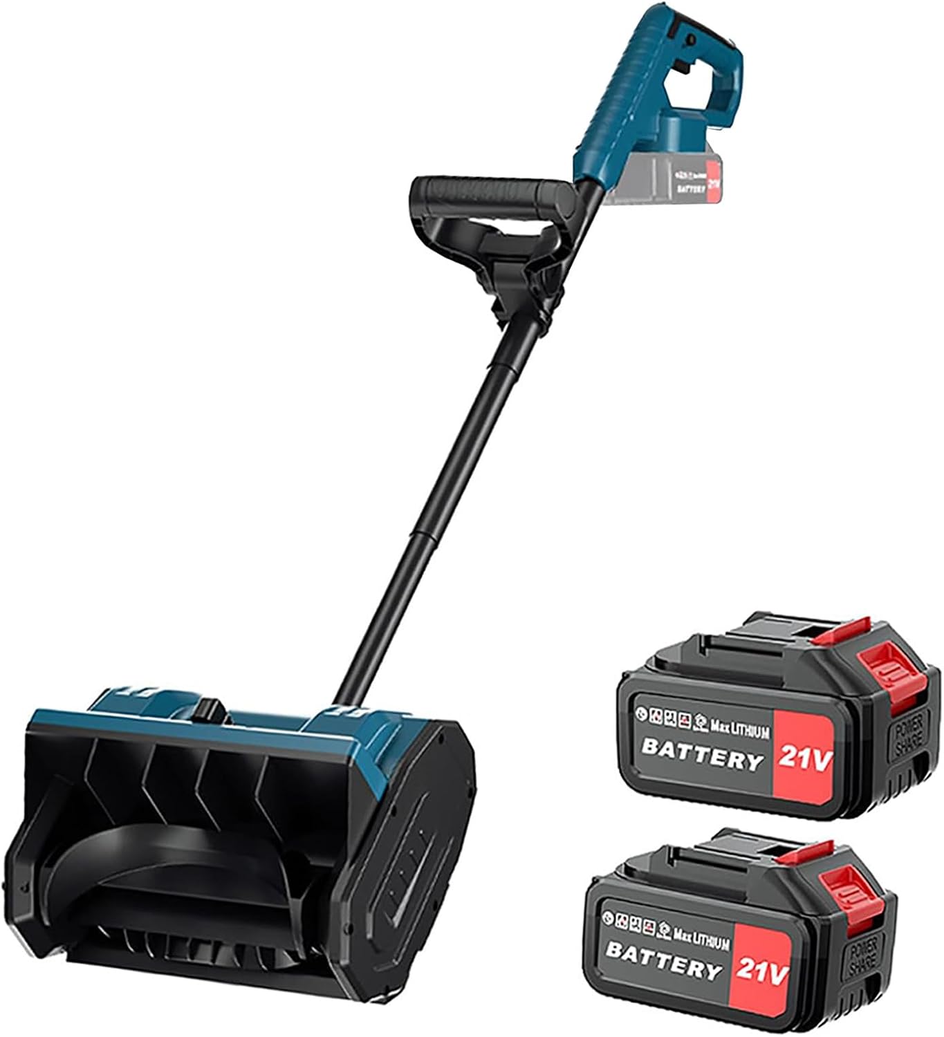 Cordless Electric Snow Shovel, Foldable Electric Snow Blower with Telescopic Pole, 8m Throwing Distance, for All Roads Twobatteries