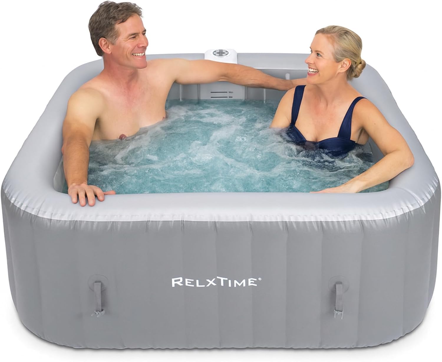 Portable Hot Tub 4 to 6 Person, Inflatable Outdoor Spa, 130 Air Jets Built in Heater Pump, Blow Up Hottub for Relaxation, 1 Spa Cover, 2 Filters