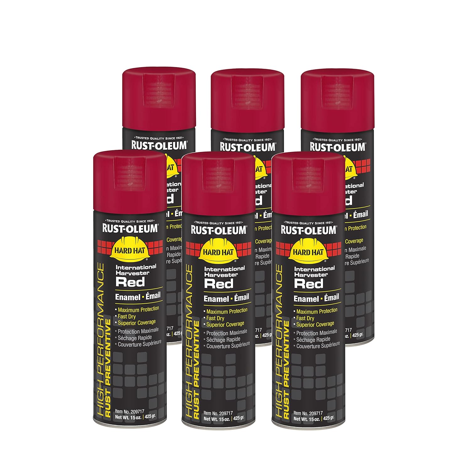 Rust-Oleum 209717 V2100 System Farm Equipment Spray Paint, 20-Ounce, International Harvester Red, 6-Pack