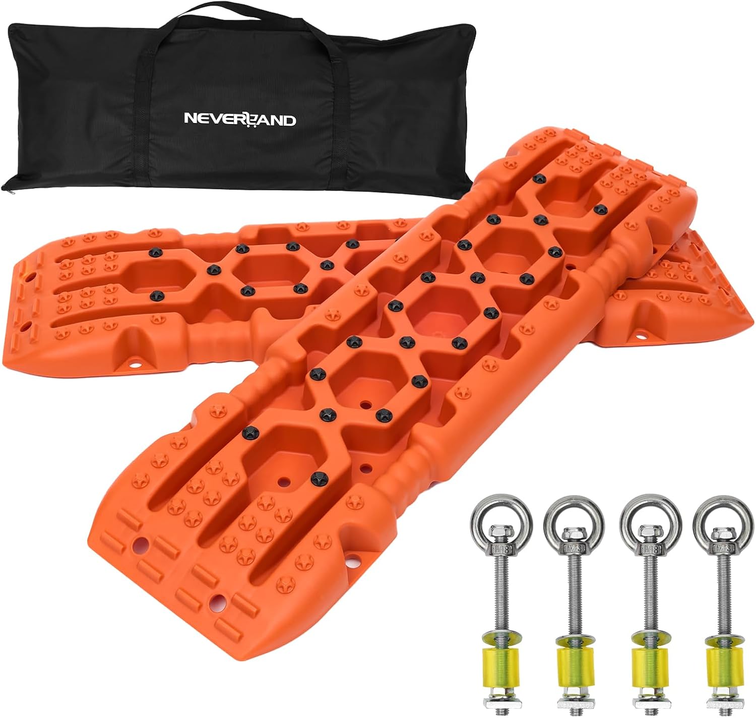 NEVERLAND Traction Boards Recovery Tracks - Traction Boards Offroad Recovery Tracks for Sand Mud Snow, Recovery Boards for 4X4 Vehicle RV Truck Jeep SUV Emergency Tire Traction (Orange)