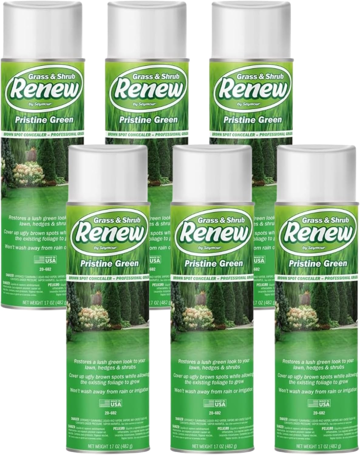 20-602 Grass and Shrub Renew, Pristine Green – Professional-Grade Brown Spot Concealer, Easy Point and Spray Application (17 oz). (Pack of 6)
