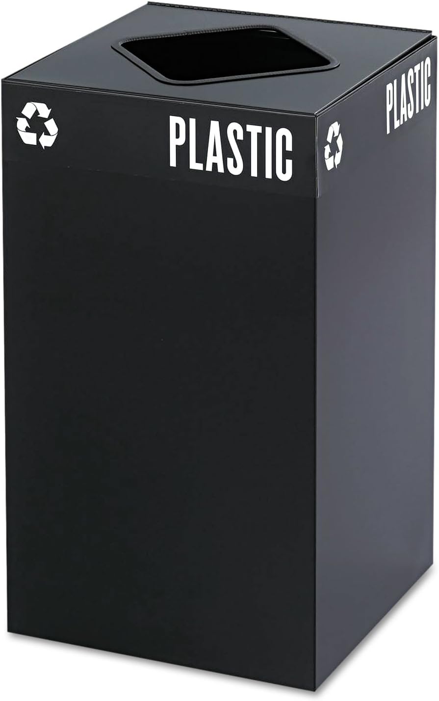 Safco 2981BL Public Square Recycling Receptacle Base, 25-Gallon, (Top Sold Separately), Black