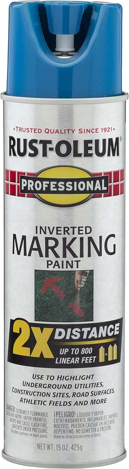 Rust-Oleum 266599-12PK Professional 2X Distance Inverted Marking Spray Paint, 15 oz, Fluorescent Red-Orange, 12 Pack