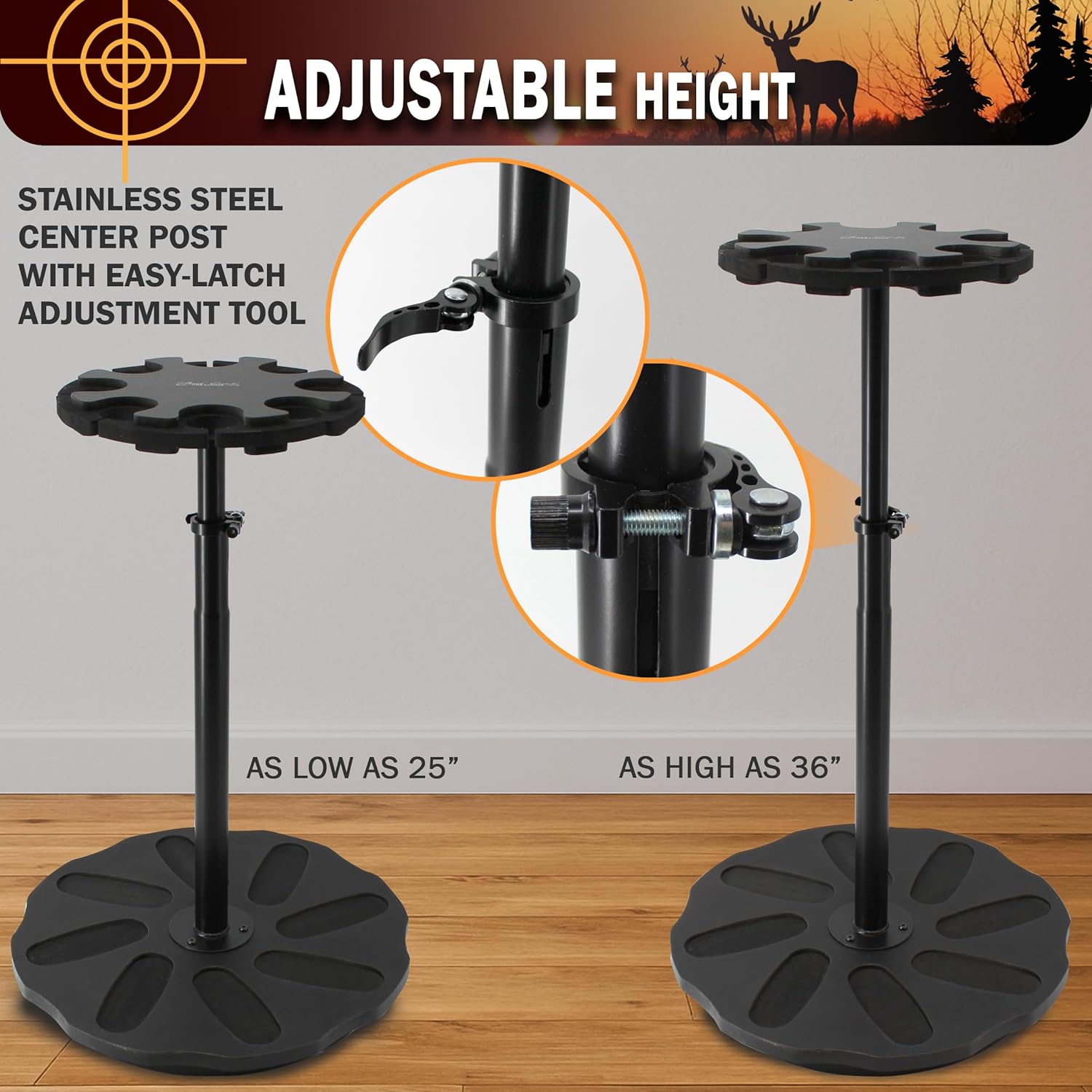 Rush Creek Creations | Spinning Indoor Gun Rack for Rifles & Shotguns for Convenient Gun Accessibility, Gun Holder for 8 Guns, Great Alternative for Gun Cabinet/Gun Safe for Rifles and Pistols