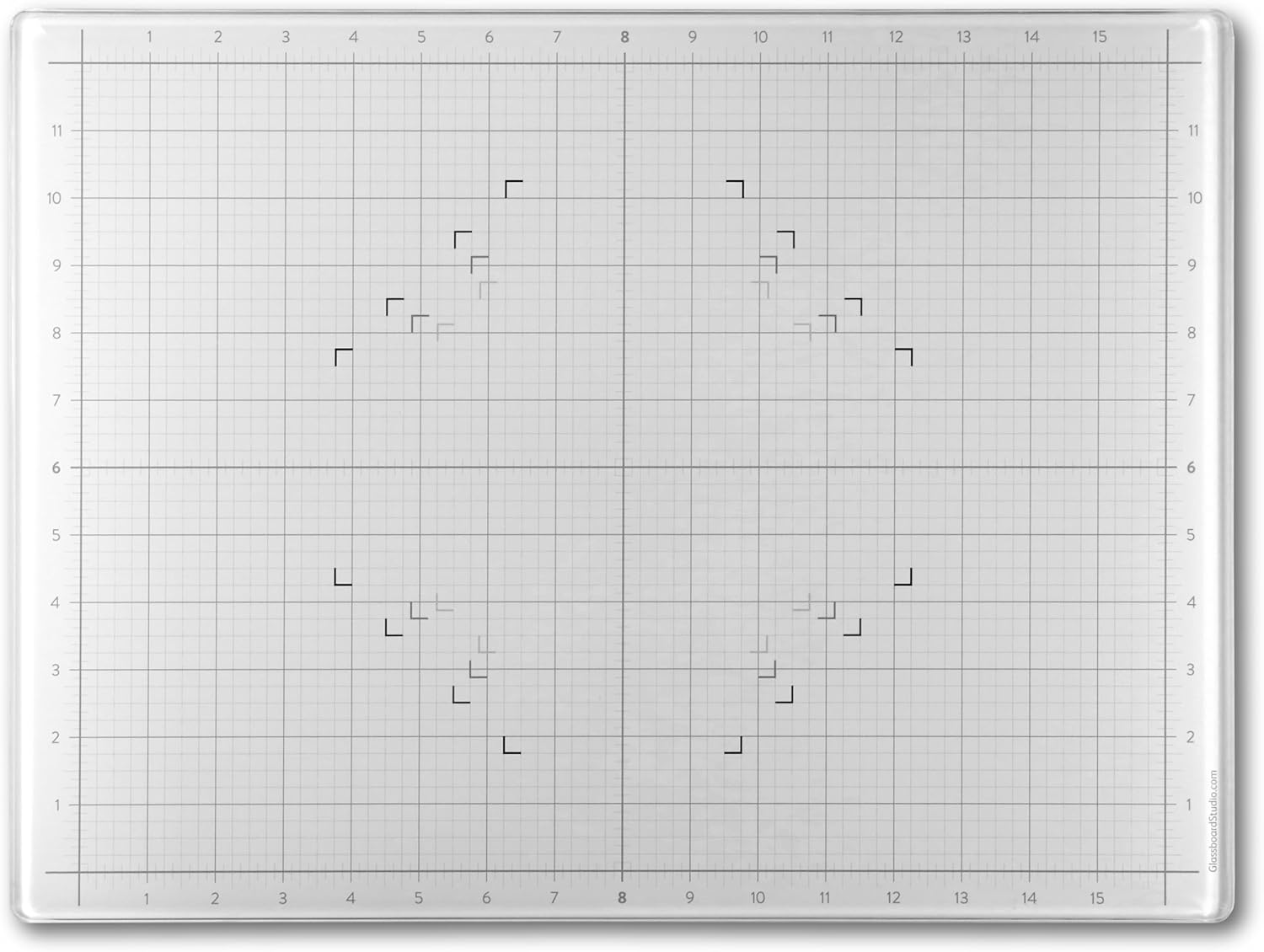 GLASSBOARD STUDIO True White Glass Craft Mat (13.5x18in) - Magnetic, Heat & Scratch Resistant, Stain-Proof for Crafting, Cutting, Painting, Mixed Media Artwork - Grid & Angle Lines, Non-Slip Feet