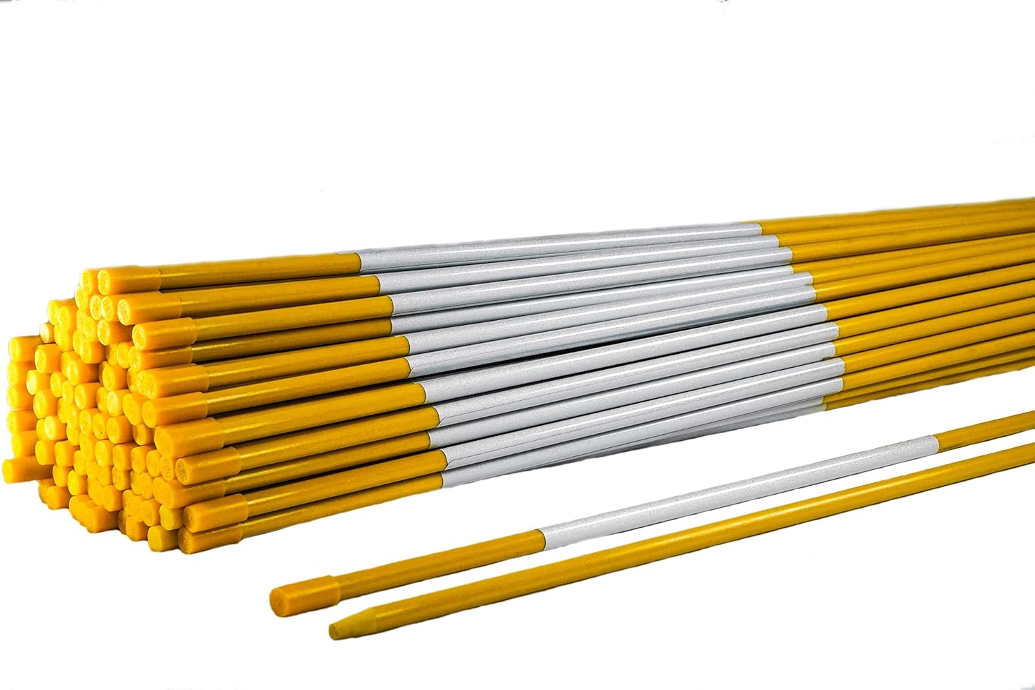 4ft Yellow Driveway Markers - Hy Viz Reflective Tape, Pointed Tip, Armor Cap, Easy Install, Flexible (50)