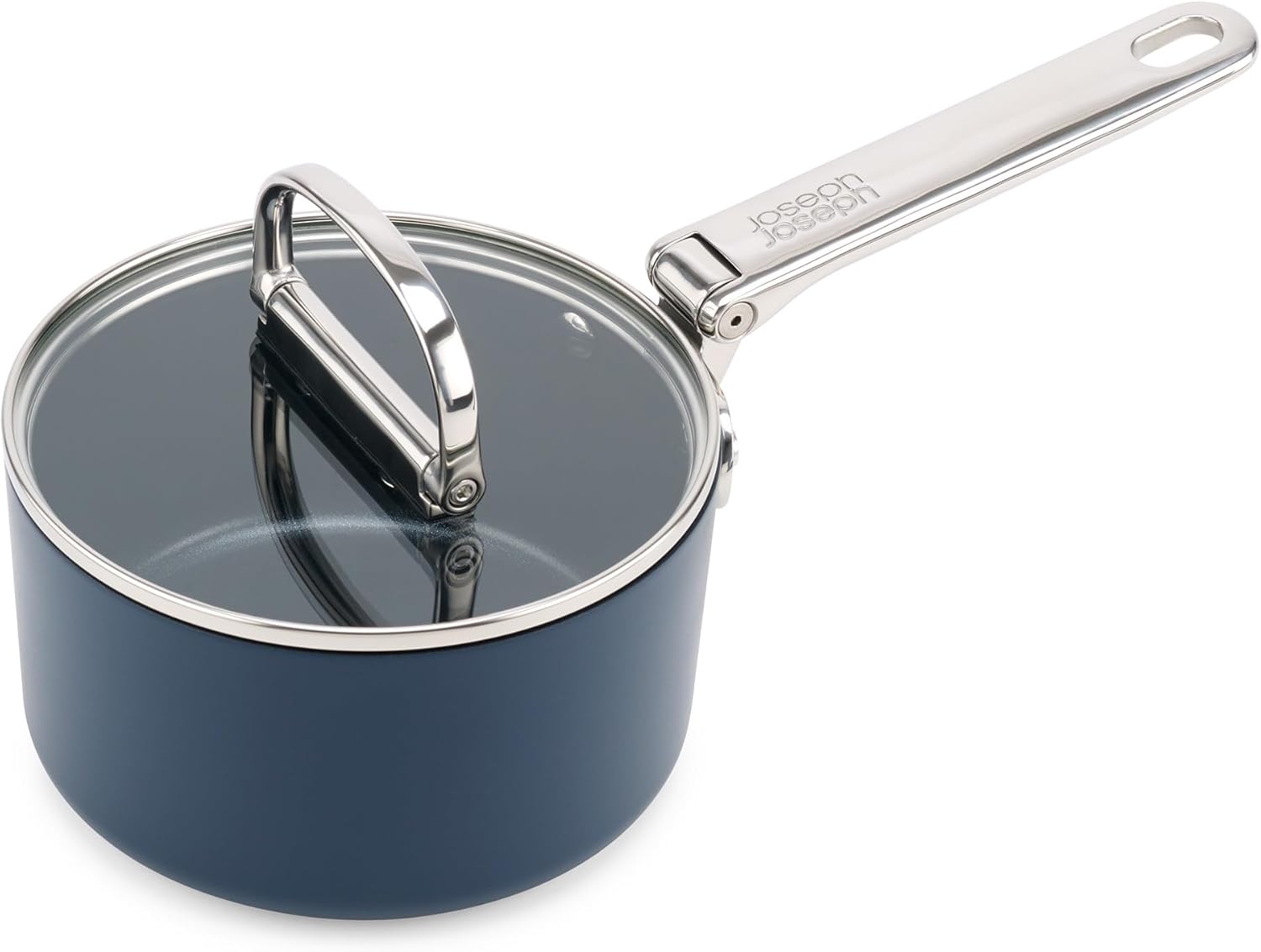 Joseph Joseph Space 1.4qt Nonstick Saucepan with Lid & Folding Handle, Ceramic Coating, Induction & Oven Safe