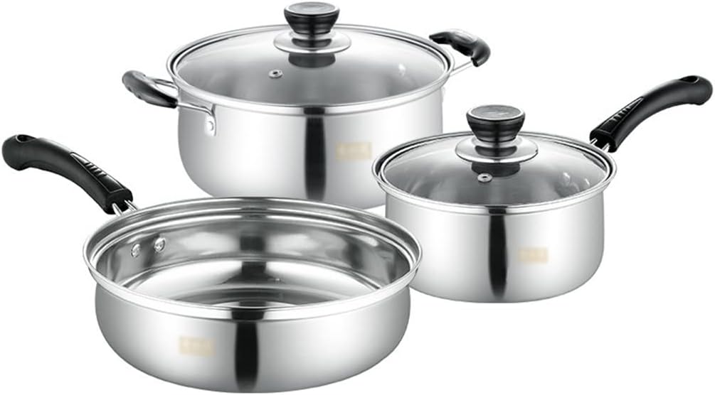 5 Piece Stainless Steel Pan Frying Pan Set Pressure Cooker Cooking Stew/Pot Milk Steamer/Soup Pot Kitchen Pan Set
