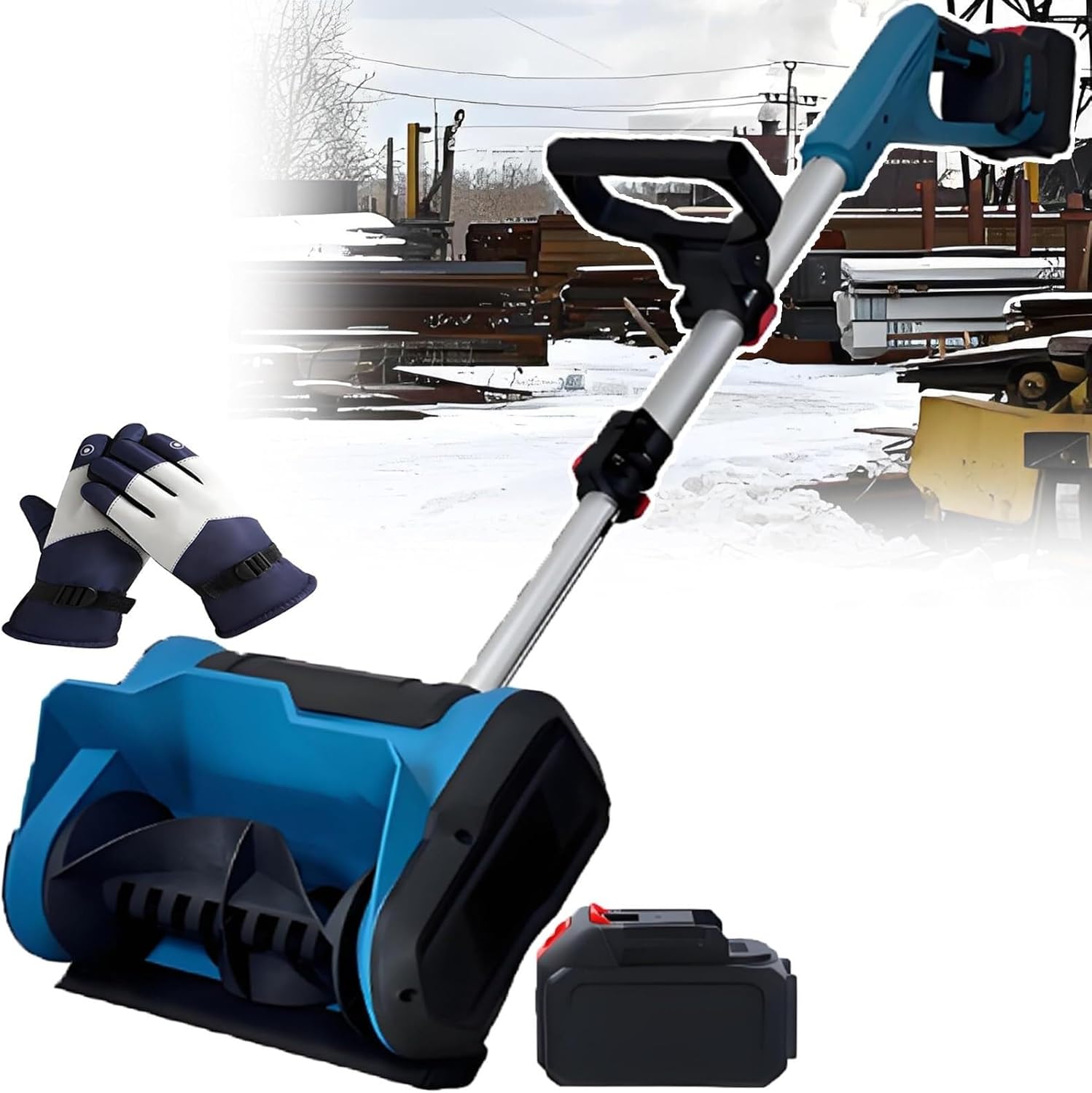 Upgraded Cordless Snow Shovel Blower, 600w Brushless & 3000rpm Electric Snow Sweeper, 6m Range, Lightweight One-Hand Design, for Stairs, Patios & Tight Spaces(1battery)
