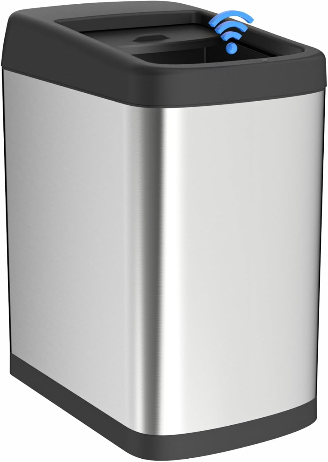 ELLO&ALLO 13 Gallon Kitchen Trash Can with Roll Up Lid, Automatic Touchless Motion Sensor Rectangular Trash Can, Brushed Stainless Steel Finish