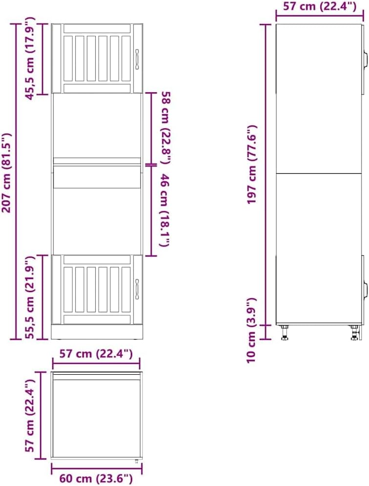 vidaXL Oven Cabinet Smoked Oak Engineered Wood Compact Adjustable Feet