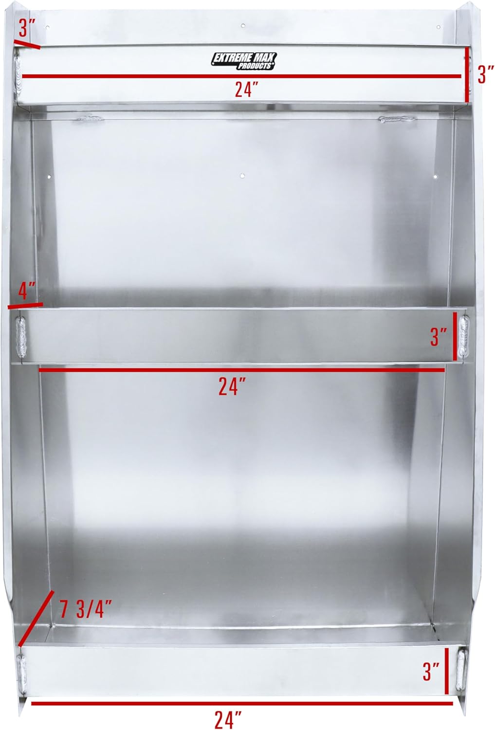 Extreme Max 5001.6102 Aluminum 3-Shelf Open Storage Cabinet for Enclosed Trailer, Shop, Garage