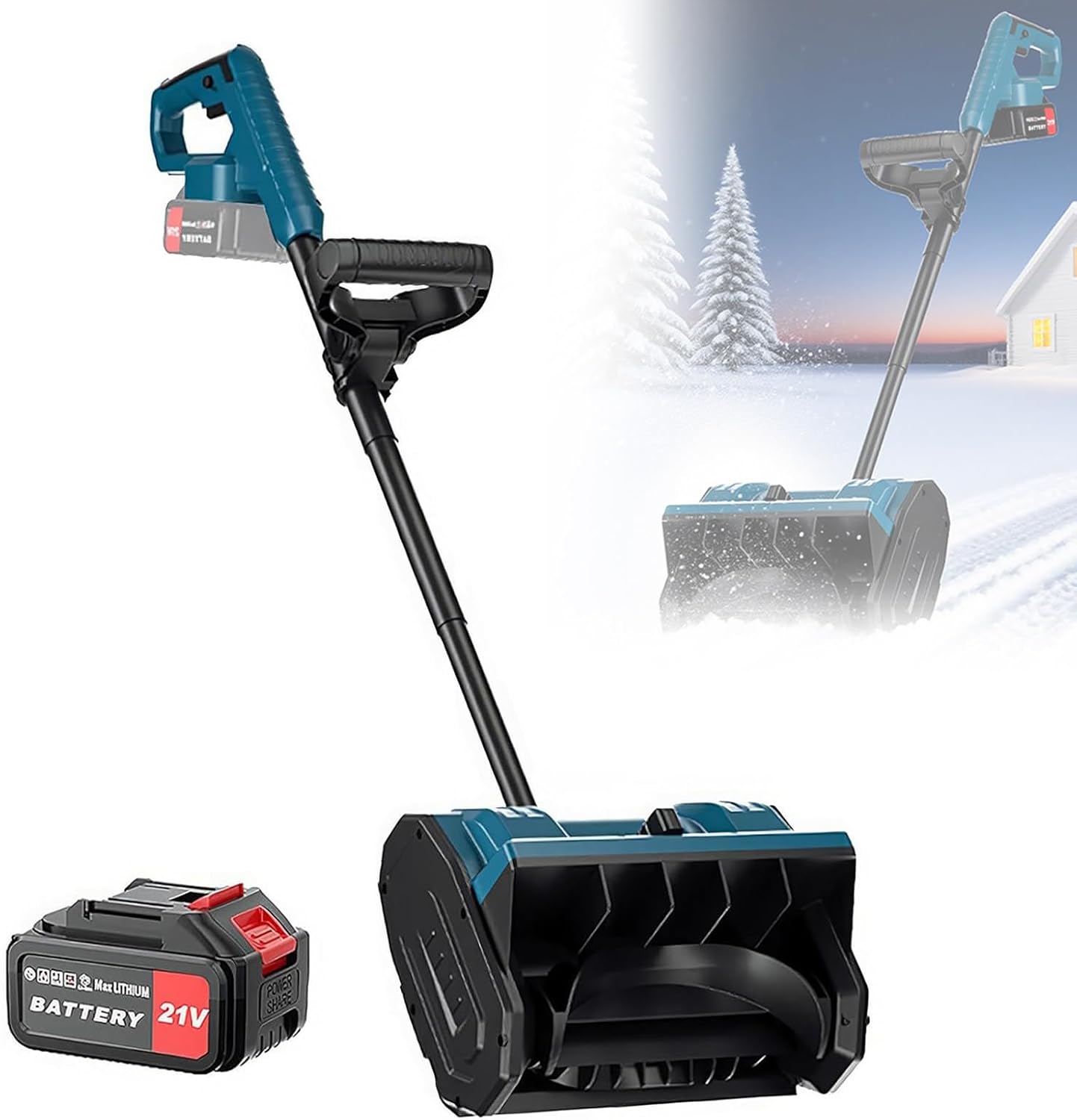 Cordless Snow Shovel,Auto Electric Snow Shovels with Adjustable Direction & Telescopic Pole, Battery Snow Blower for School Roads Driveways Onebattery