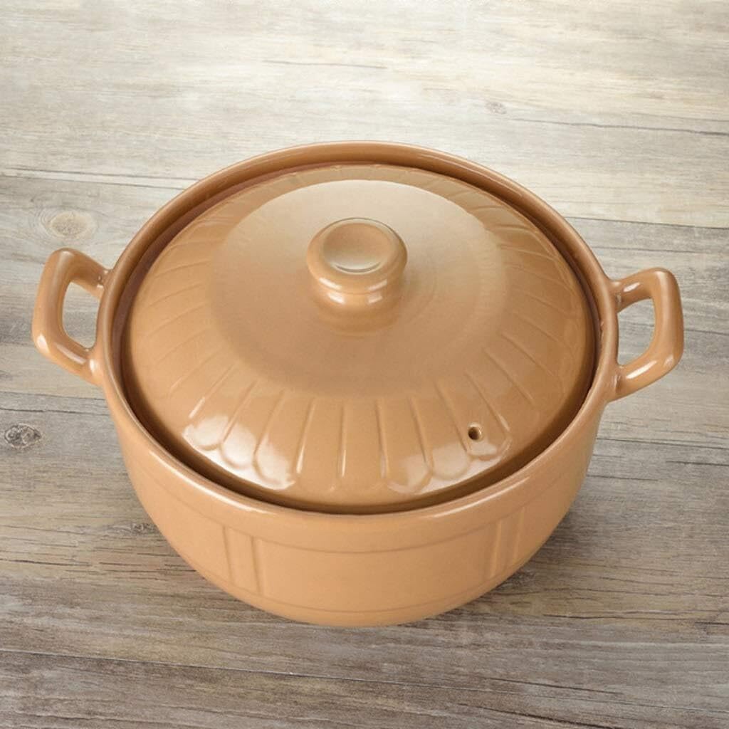 Rich White Flowers Ceramic Soup Pot, High-Temperature Flame Stew Casserole with Anti-Overflow Lid, 2L