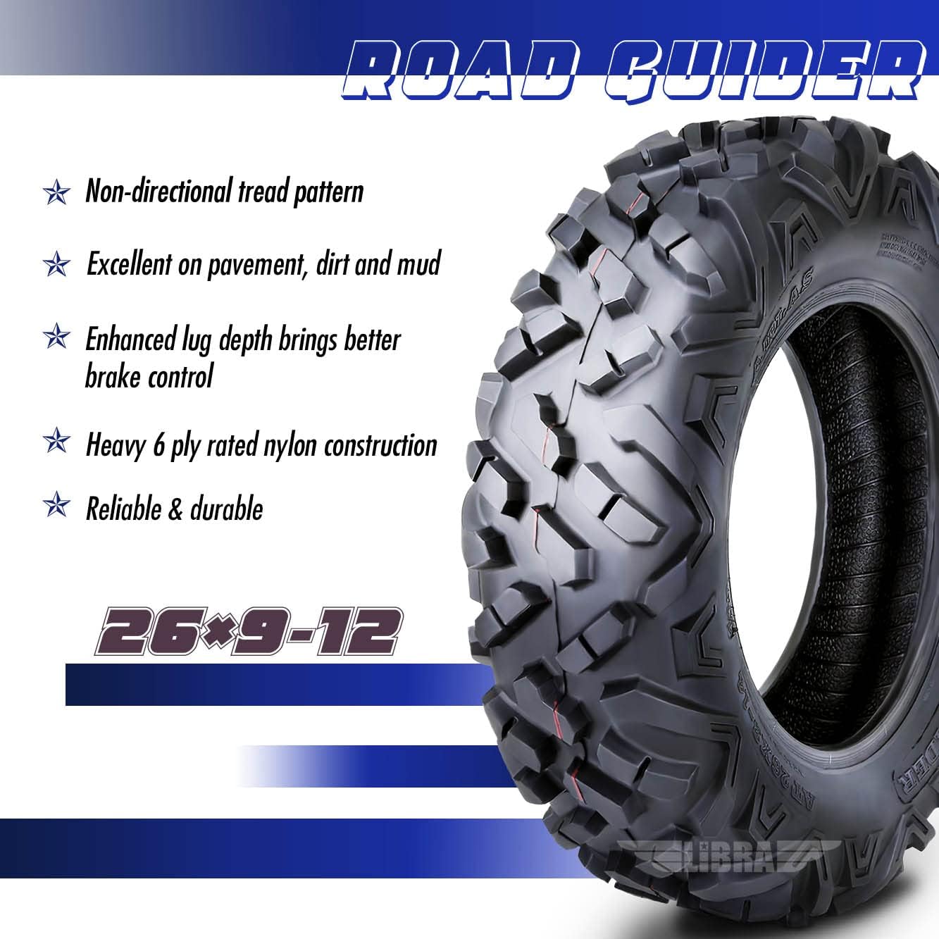 Roadguider ATV UTV Tire 26x9-12 26x9x12 6PR All Terrain 10395