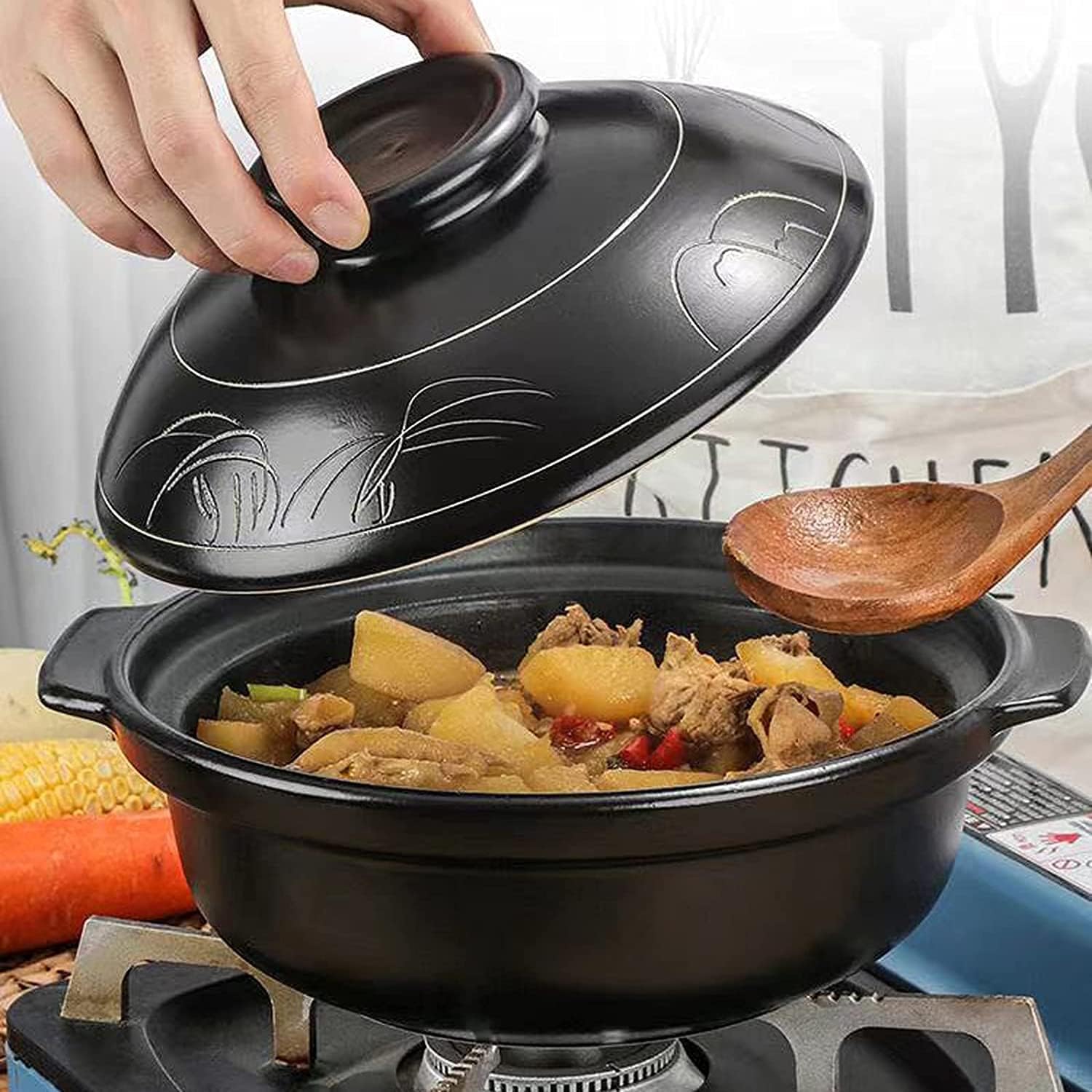 Casserole Pot Stew Pot Household Open Flame Gas Dedicated Soup Pot with High Temperature Resistance(Size:8L)