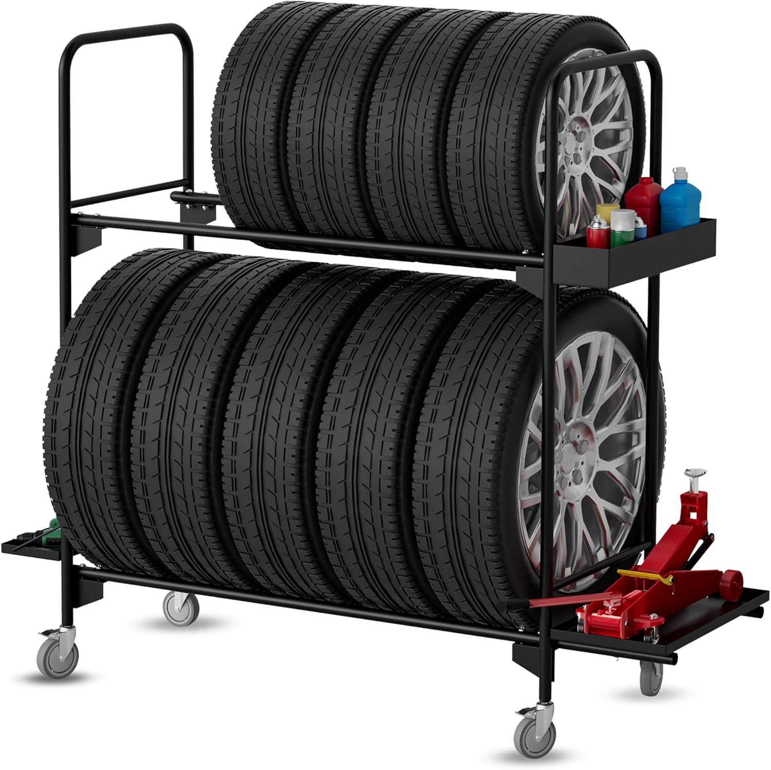 Rolling Tire Rack for Garage,Tire Storage Rack, Heavy-Duty Wheel Rack, Tire Shelf with 5
