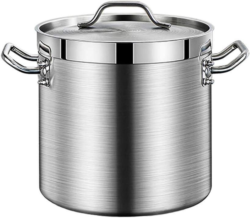 Large Food Grade Stainless Steel Soup Kitchen,3-Layer Composite Bottom,Kitchen Stew Soup Kitchen,Don't Pick The Stove (Silver-40cmx40cm