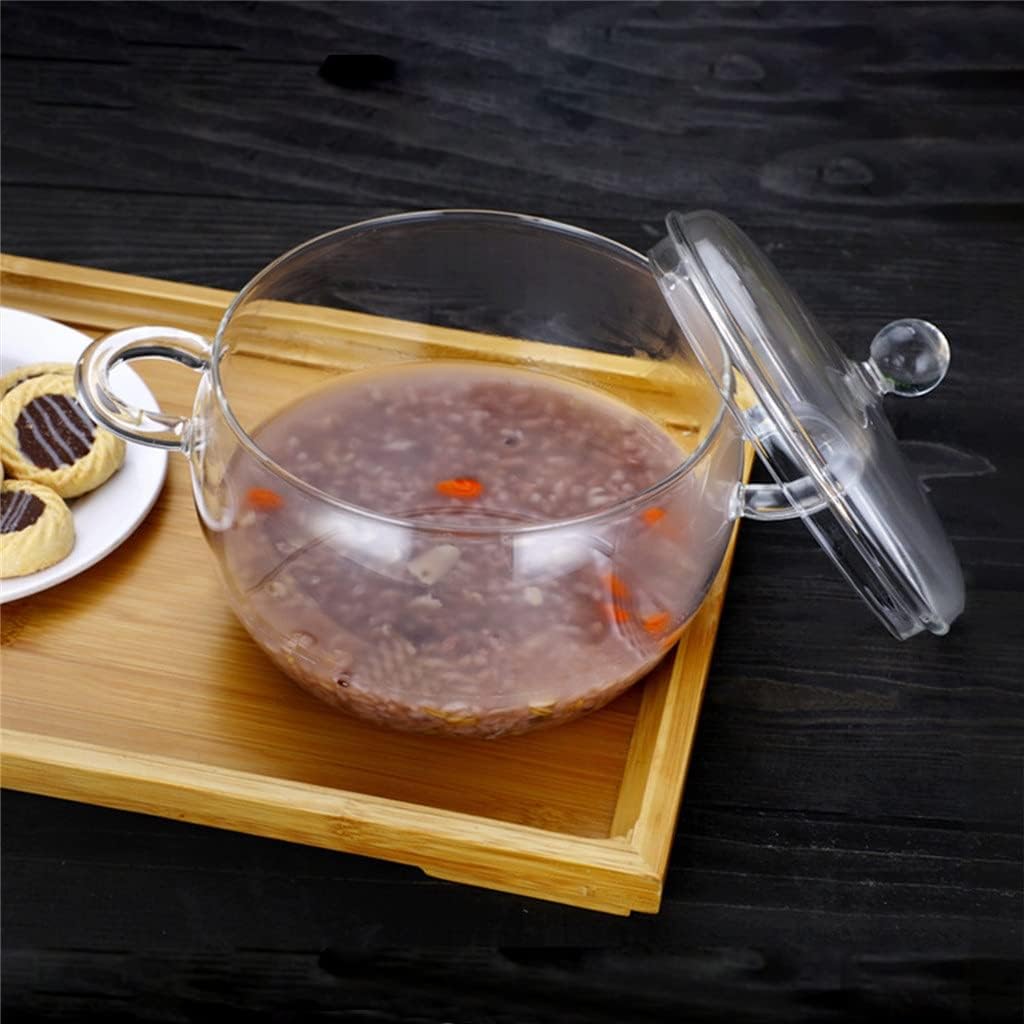 1.8L Glass Pot for Household use Binaural with Lid Heat Resistant handle Large-capacity Transparent Cooking