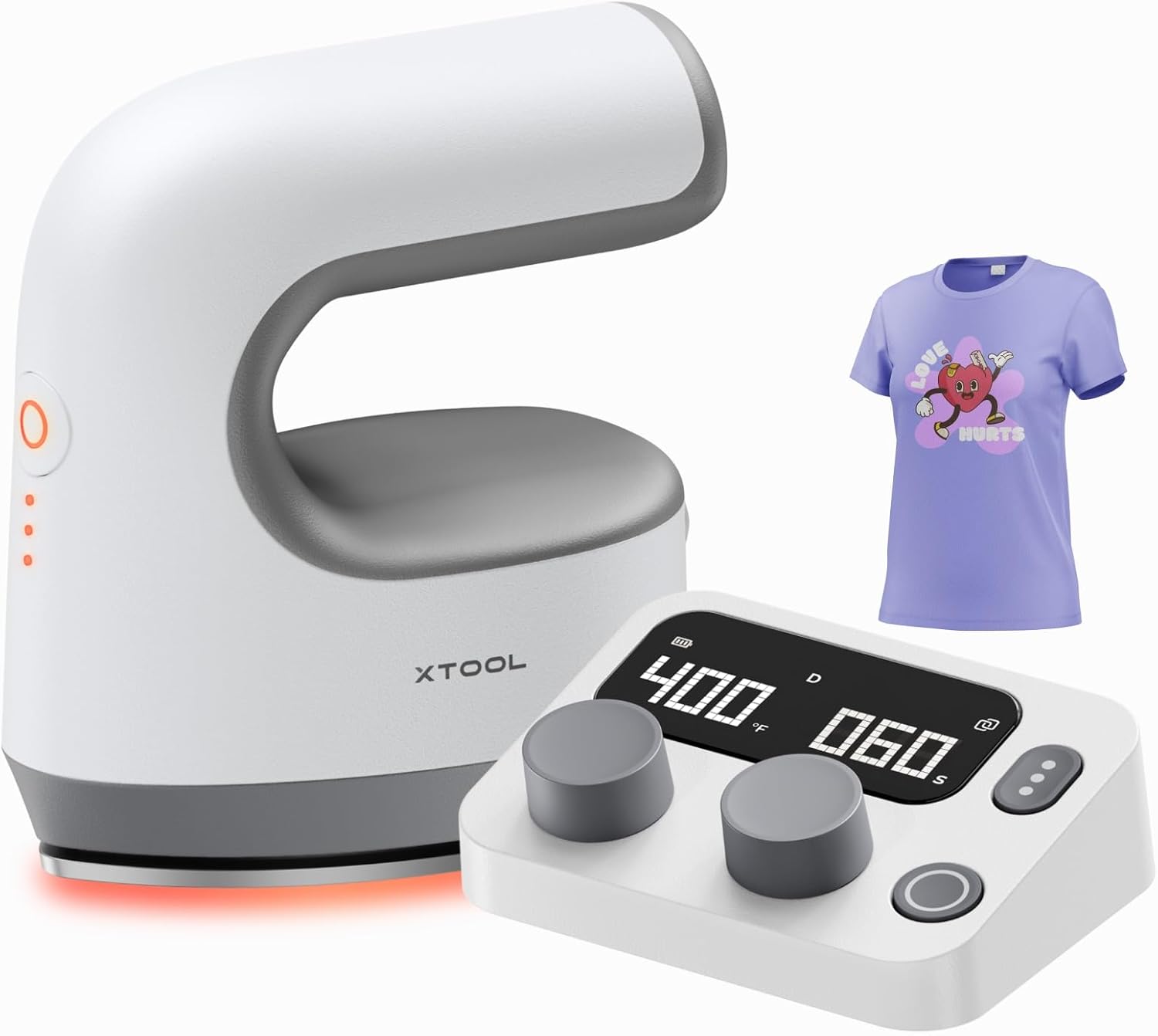 xTool Mini Heat Press Machine with Wireless Control Pod- Ultra Light Portable Small Heat Press Machine for T-Shirts Shoes Hats, 4 Custom Presets & Fast Heating Mini Iron for Crafting Heating Transfer