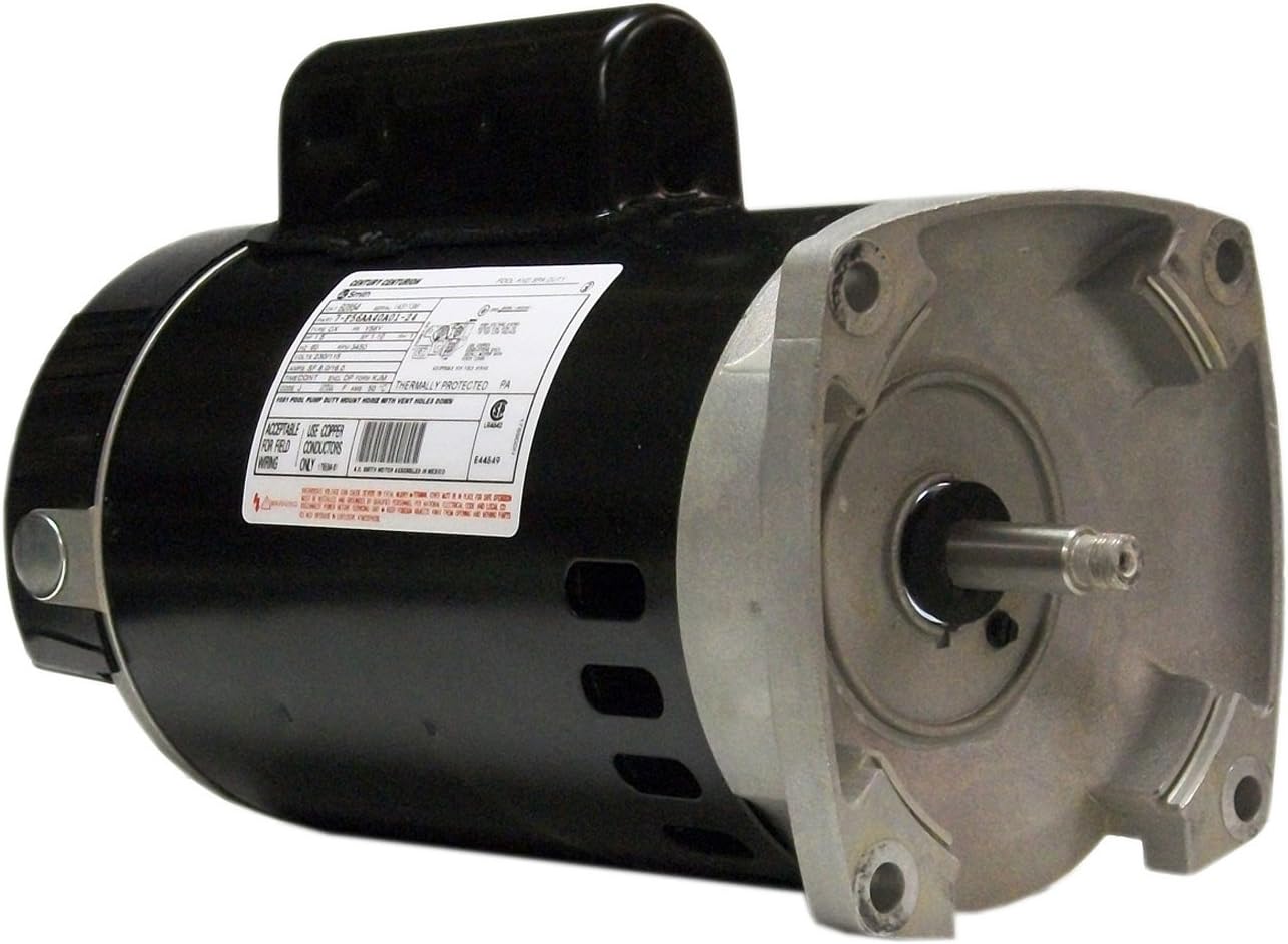 A.O. Smith B2848 1 HP, 3450 RPM, 1 Speed, 230/115 Volts, 8.0/16.0 Amps, 1.65 Service Factor, 56Y Frame, PSC, ODP Enclosure, Square Flange Pool Motor