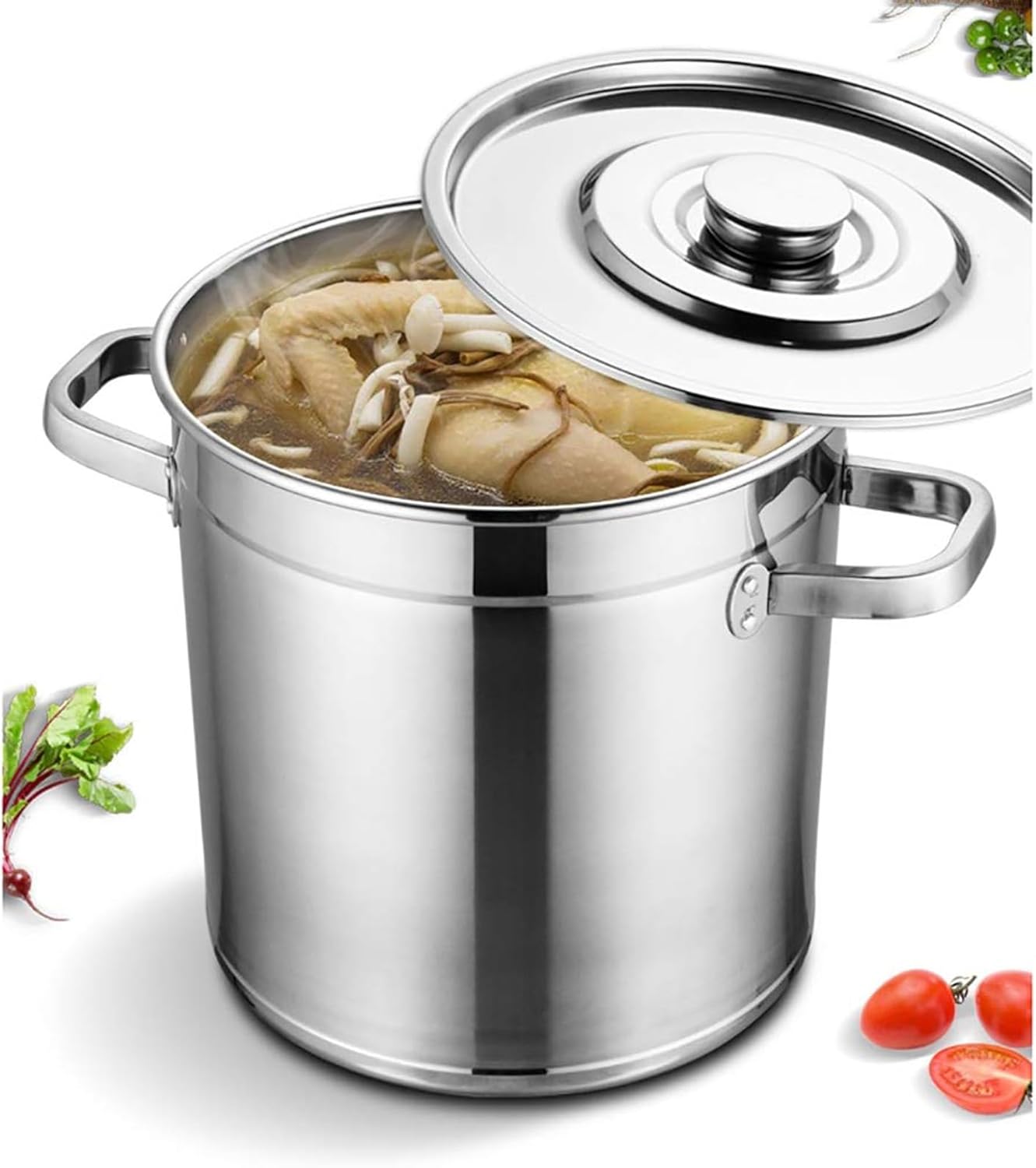 Stainless Steel Stock Pot - Soup Pot with Lid, Suitable for All Stove