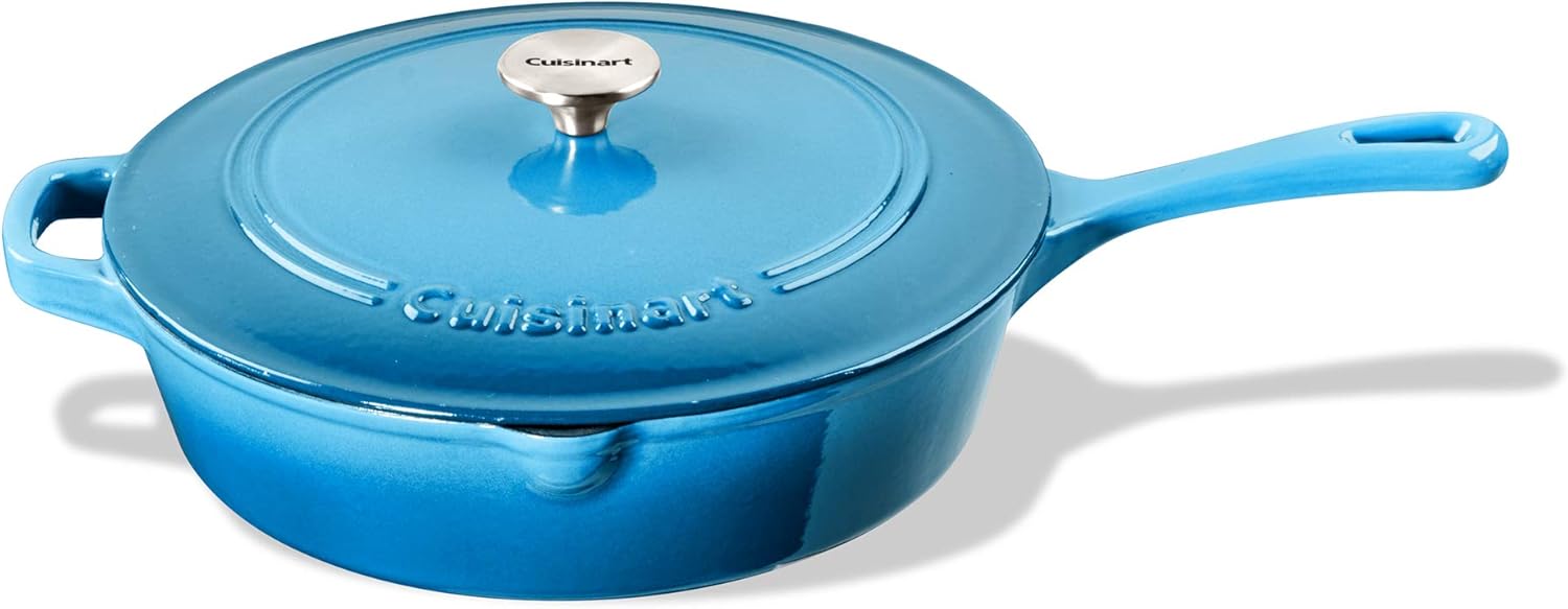 Cuisinart 12-Inch Cast Iron Chicken Fryer with Lid, 4.5 Quart Capacity, Porcelain Enameled Interior, Oven Safe, Induction Compatible, Cardinal Red